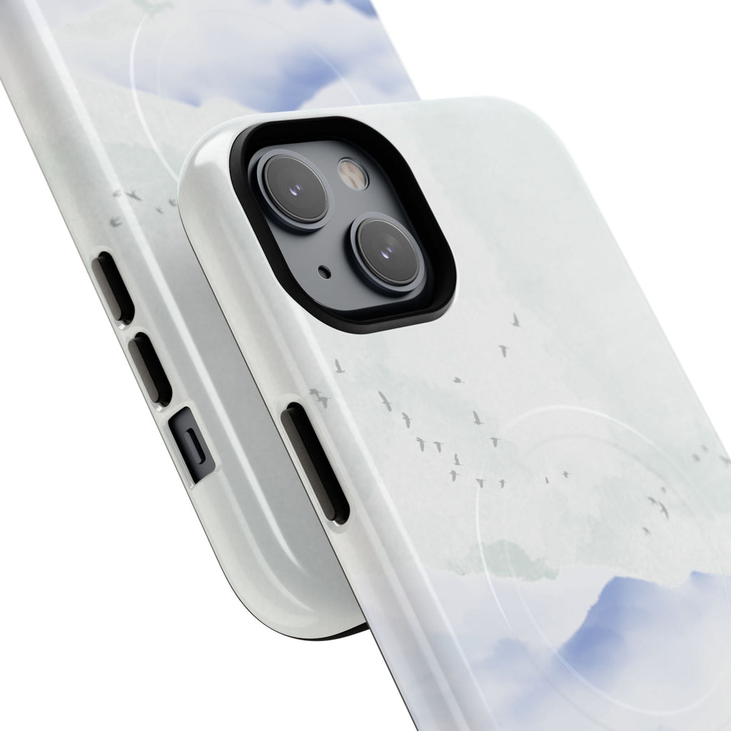 Magnetic Tough Phone Case — Serene Watercolor Mountain Design