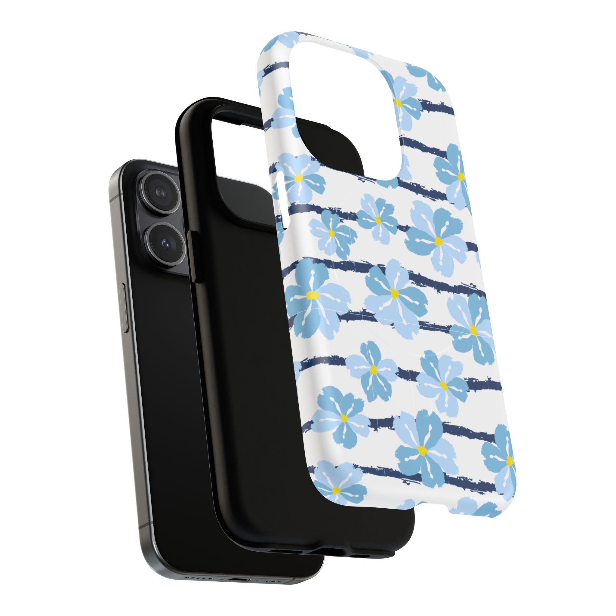 Floral Blue Tie-Dye Tough Magnetic Phone Case