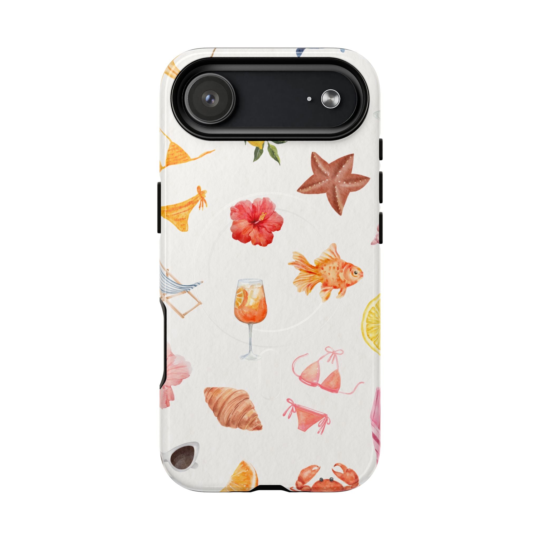 Beach Pattern Tough Magnetic Phone Case — Tropical Shells, Starfish & Summer Icons