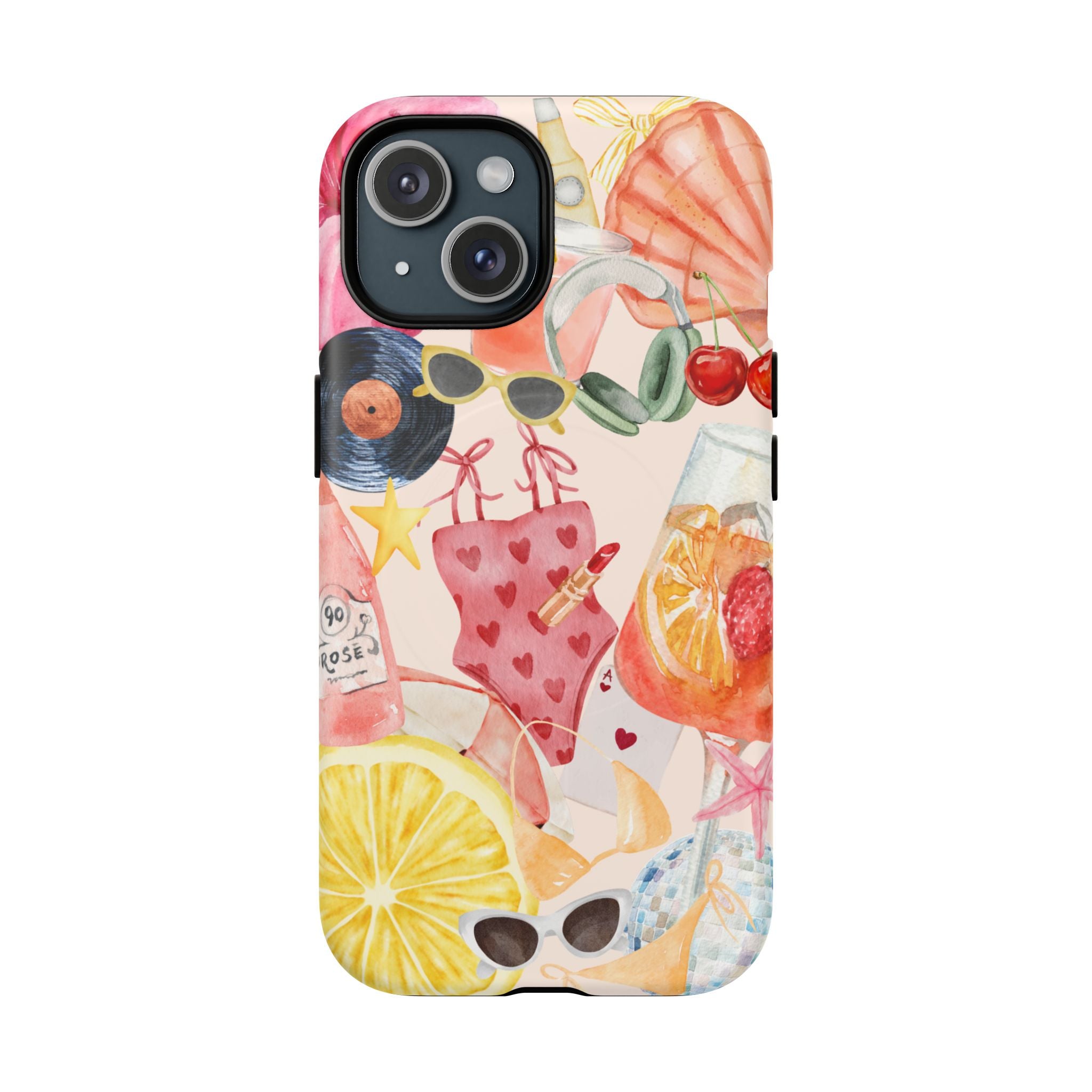 Tropical Summer Phone Case – Beach Drinks & Swimwear Magnetic Tough Case