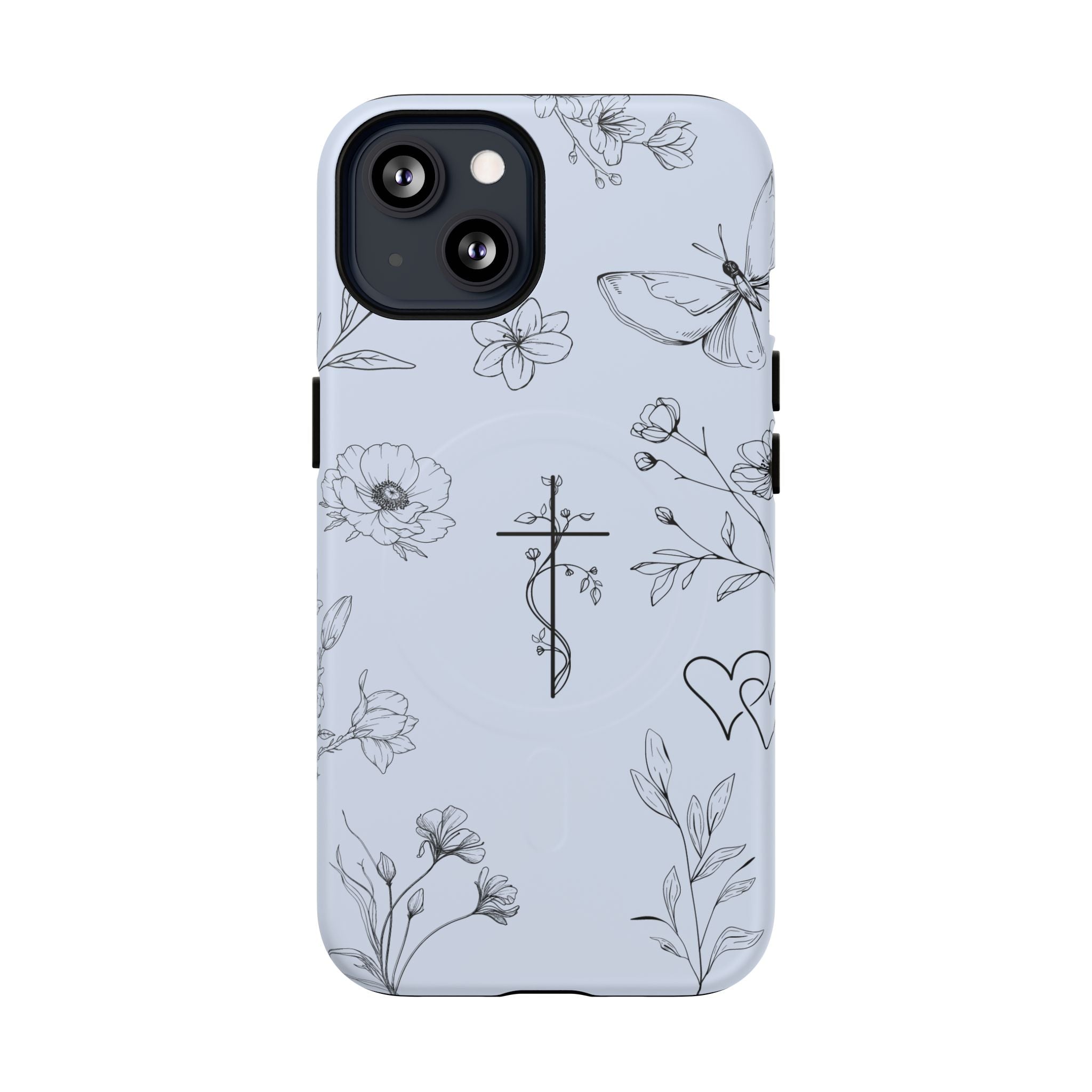 Floral Cross Tough Magnetic Phone Case — Faith-Inspired Protective iPhone Cover