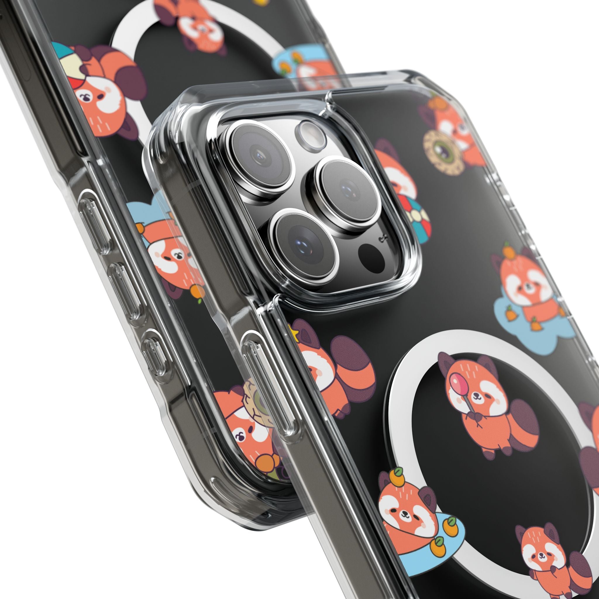 Red Panda Pattern Clear MagSafe Phone Case — Magnetic Protective Case