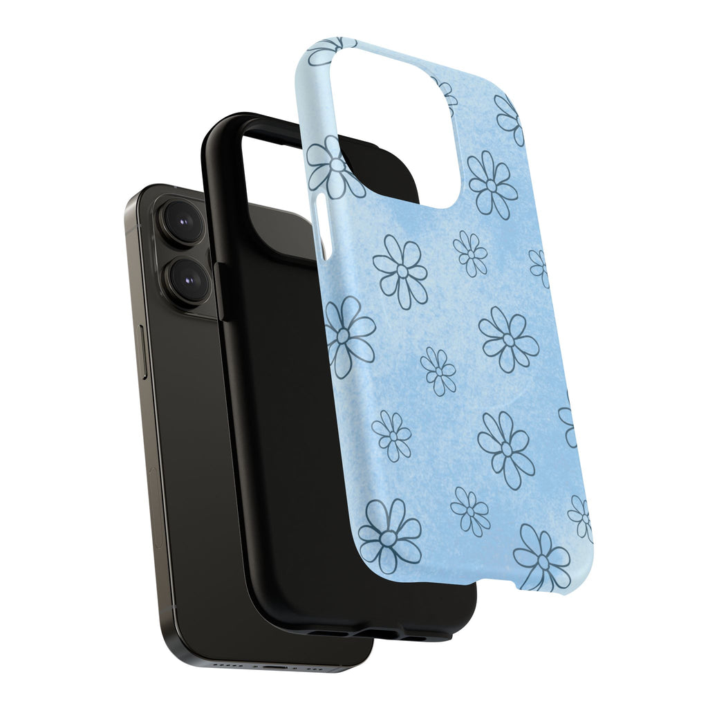 Blue Daisy Magnetic Tough Case — Floral Phone Case with Soft Watercolor Vibe