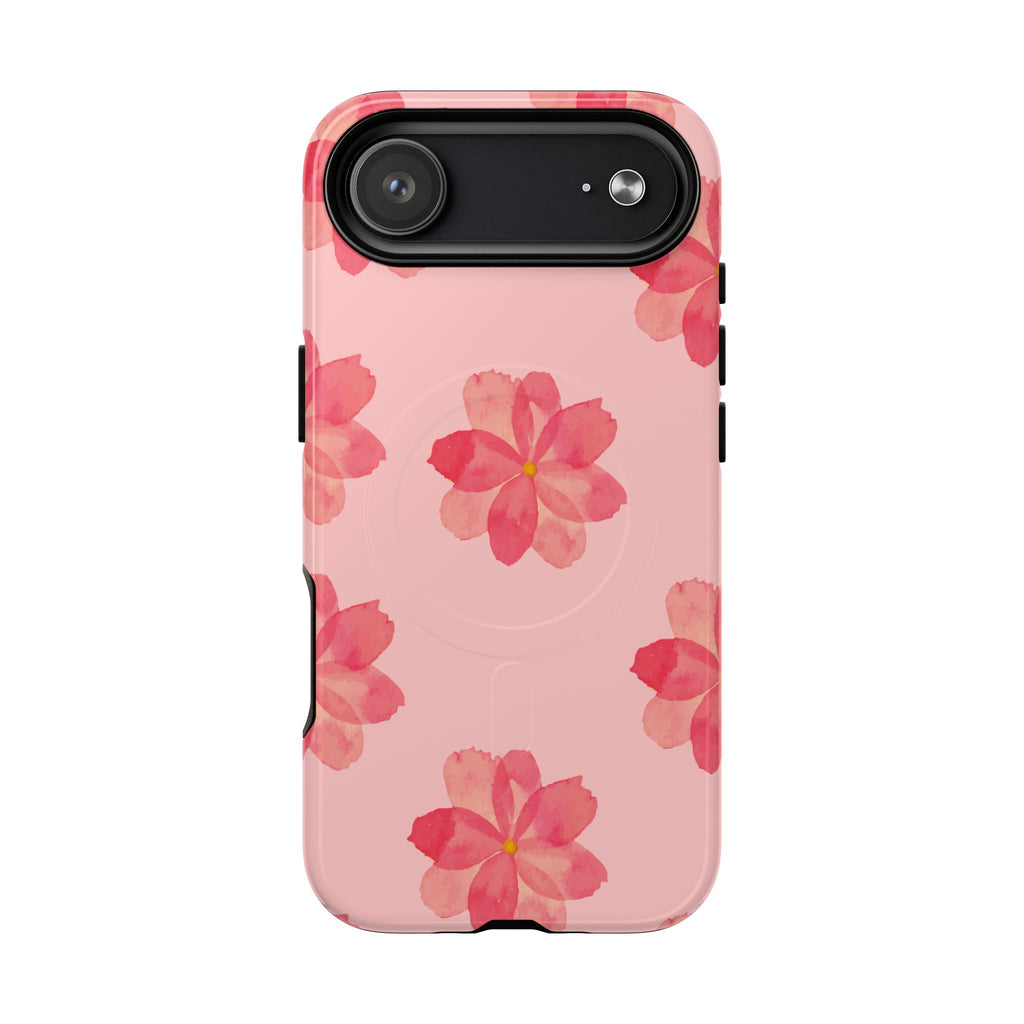 Pink Floral Tough Magnetic Phone Case — Sakura Blossom Protective Cover
