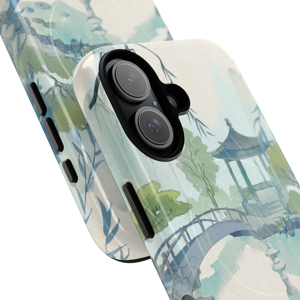 Serene Pagoda Tough Magnetic Phone Case – Watercolor Zen Garden Protection