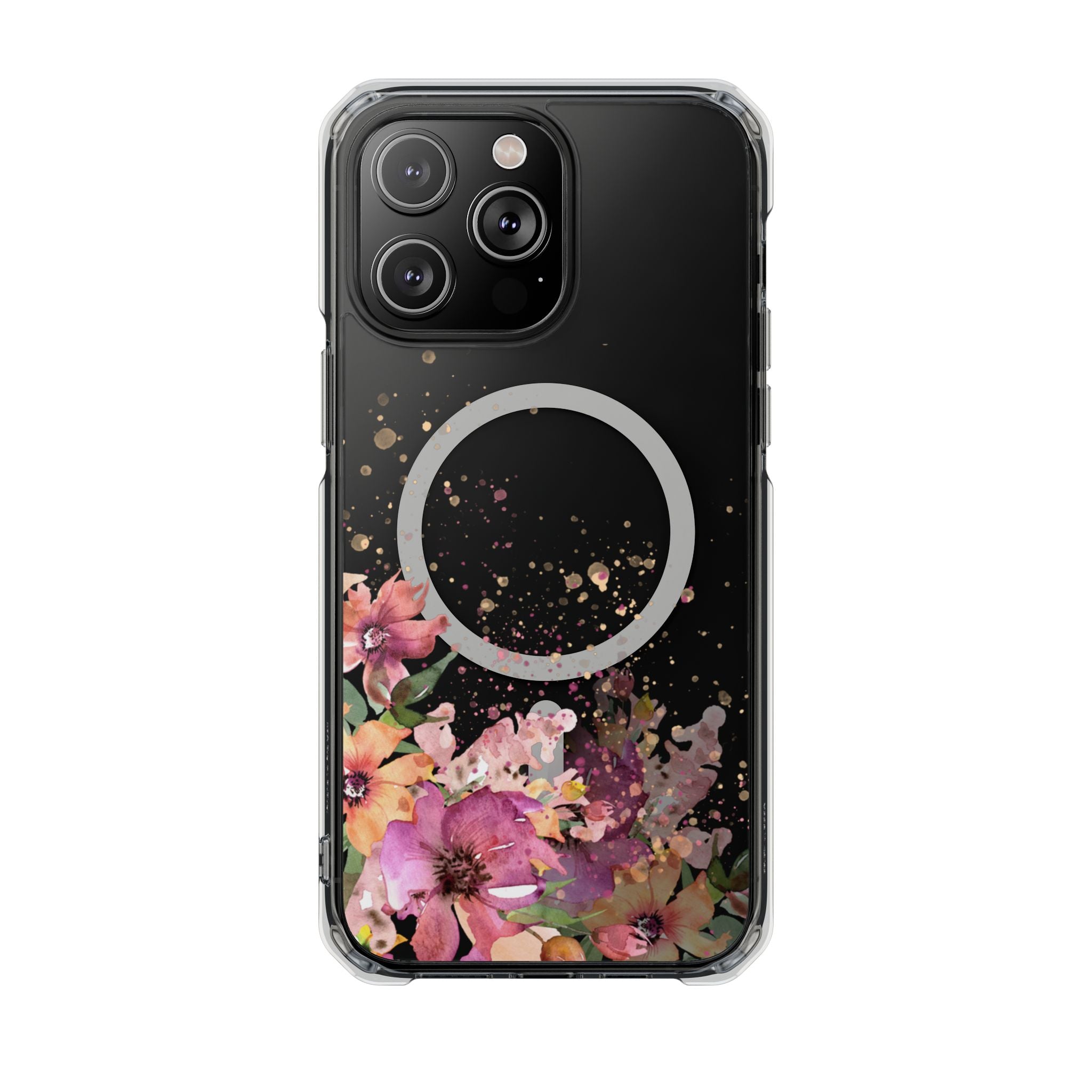 MagSafe Clear Phone Case — Pink Floral Protective Case