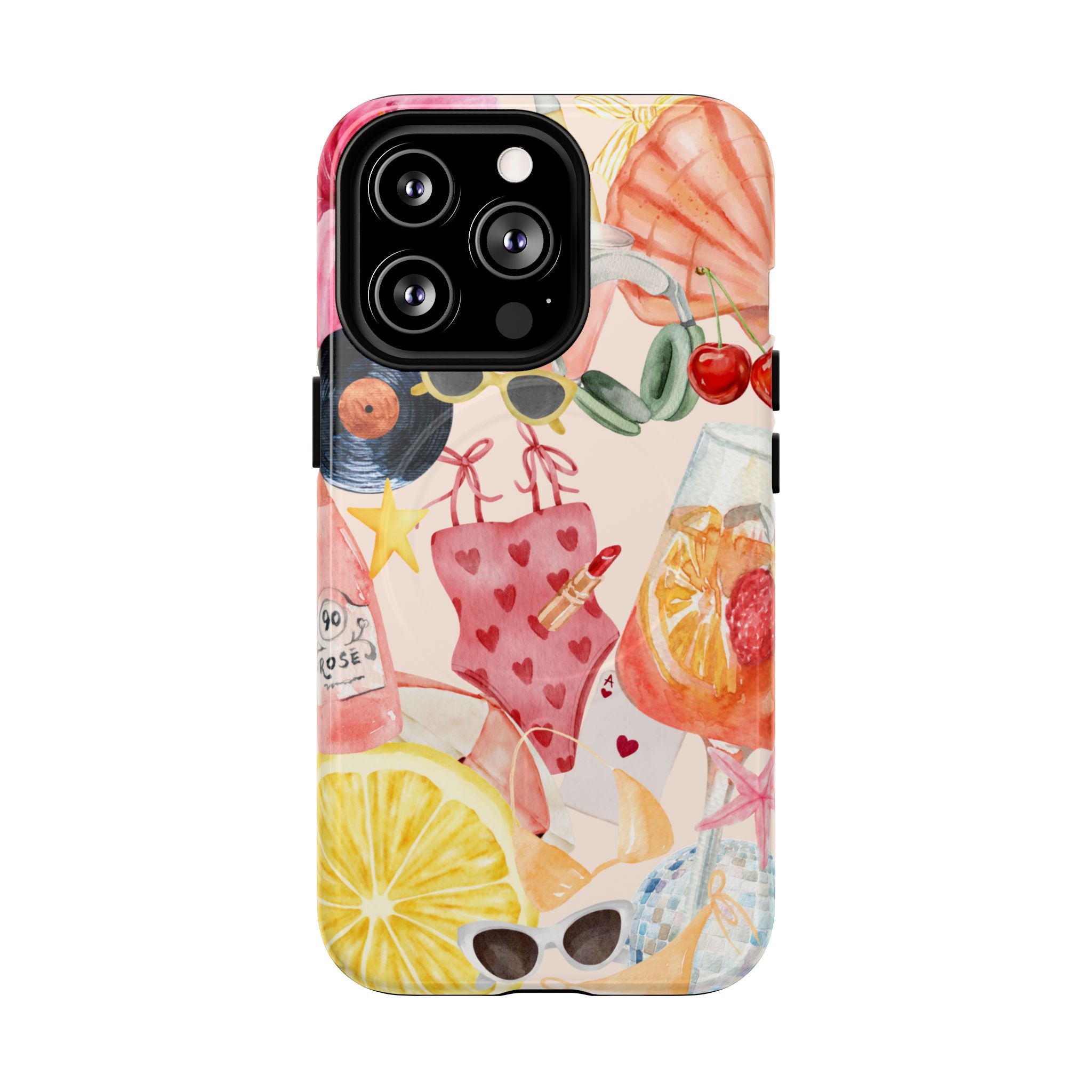 Tropical Summer Phone Case – Beach Drinks & Swimwear Magnetic Tough Case