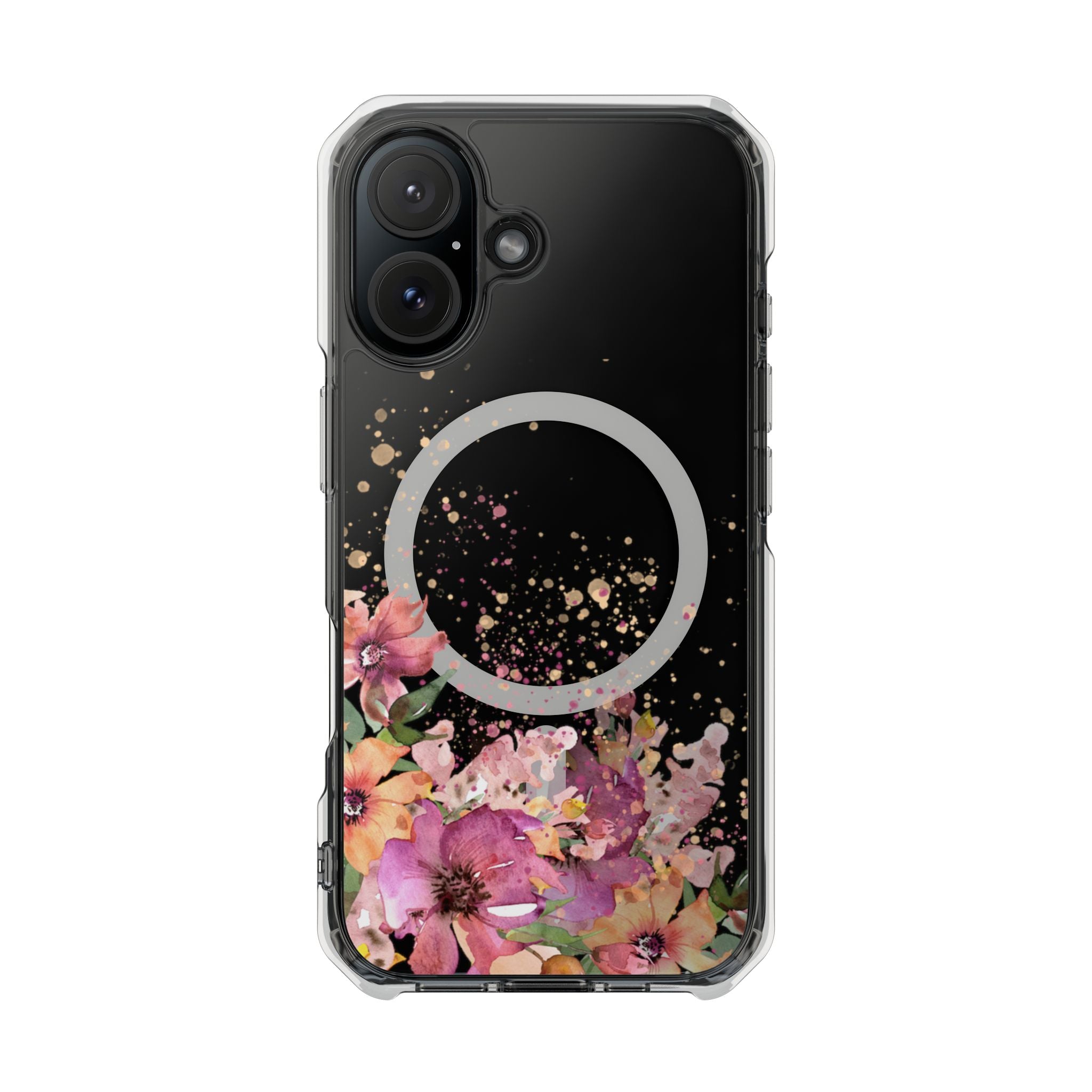 MagSafe Clear Phone Case — Pink Floral Protective Case
