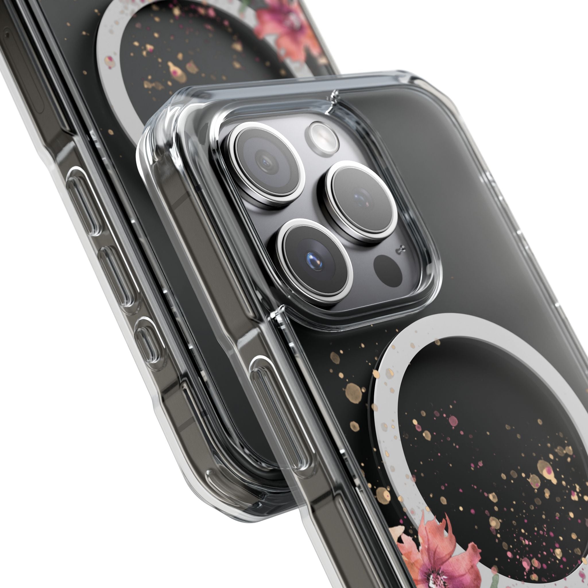 MagSafe Clear Phone Case — Pink Floral Protective Case