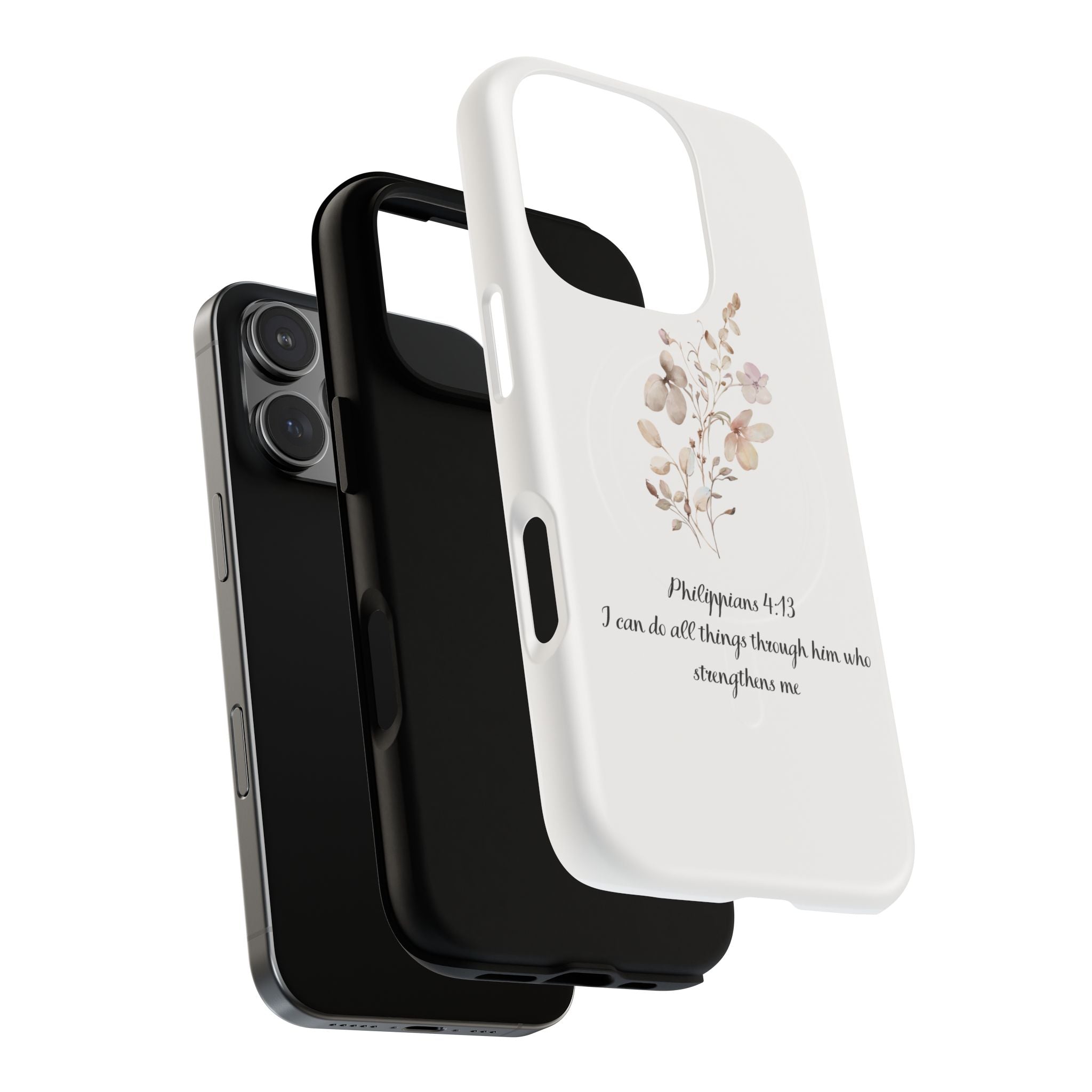 Floral Scripture Tough Magnetic Phone Case — “I Can Do All Things” Philippians 4:13
