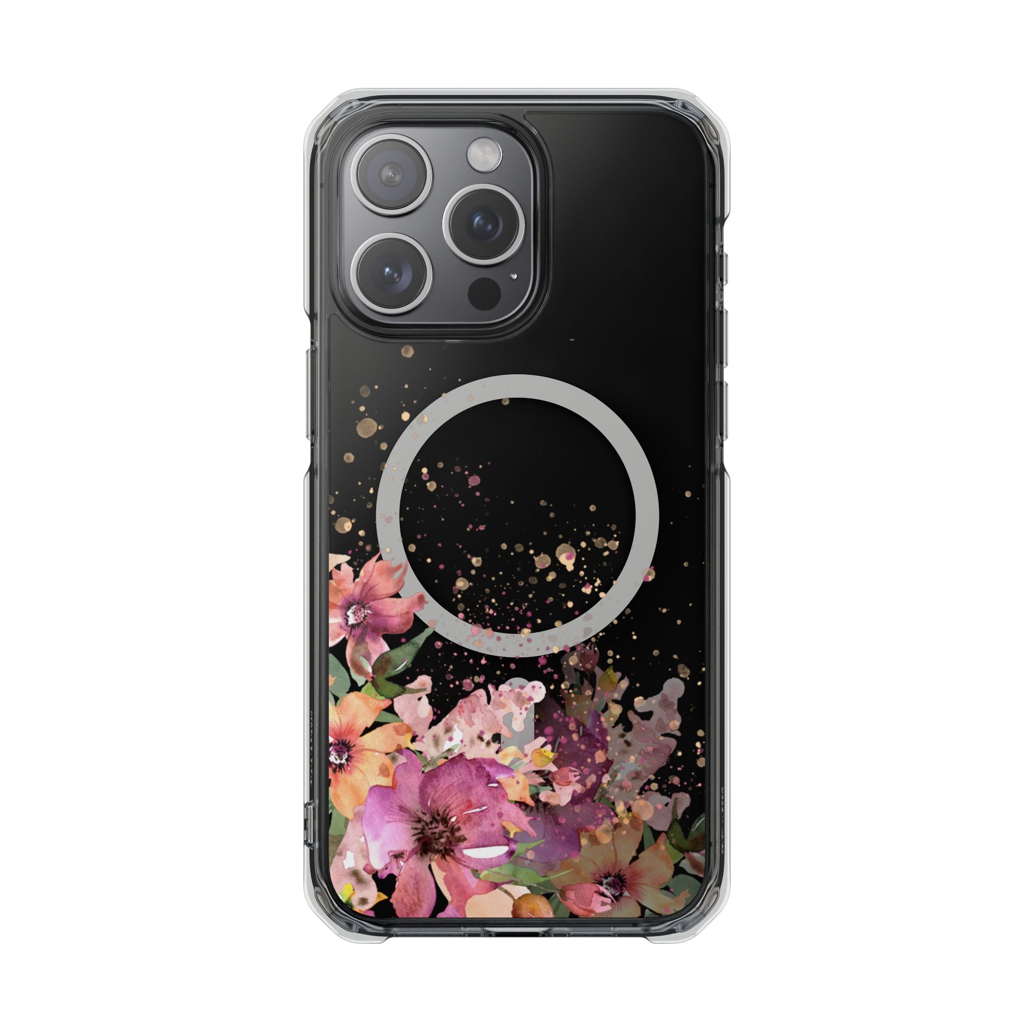 MagSafe Clear Phone Case — Pink Floral Protective Case