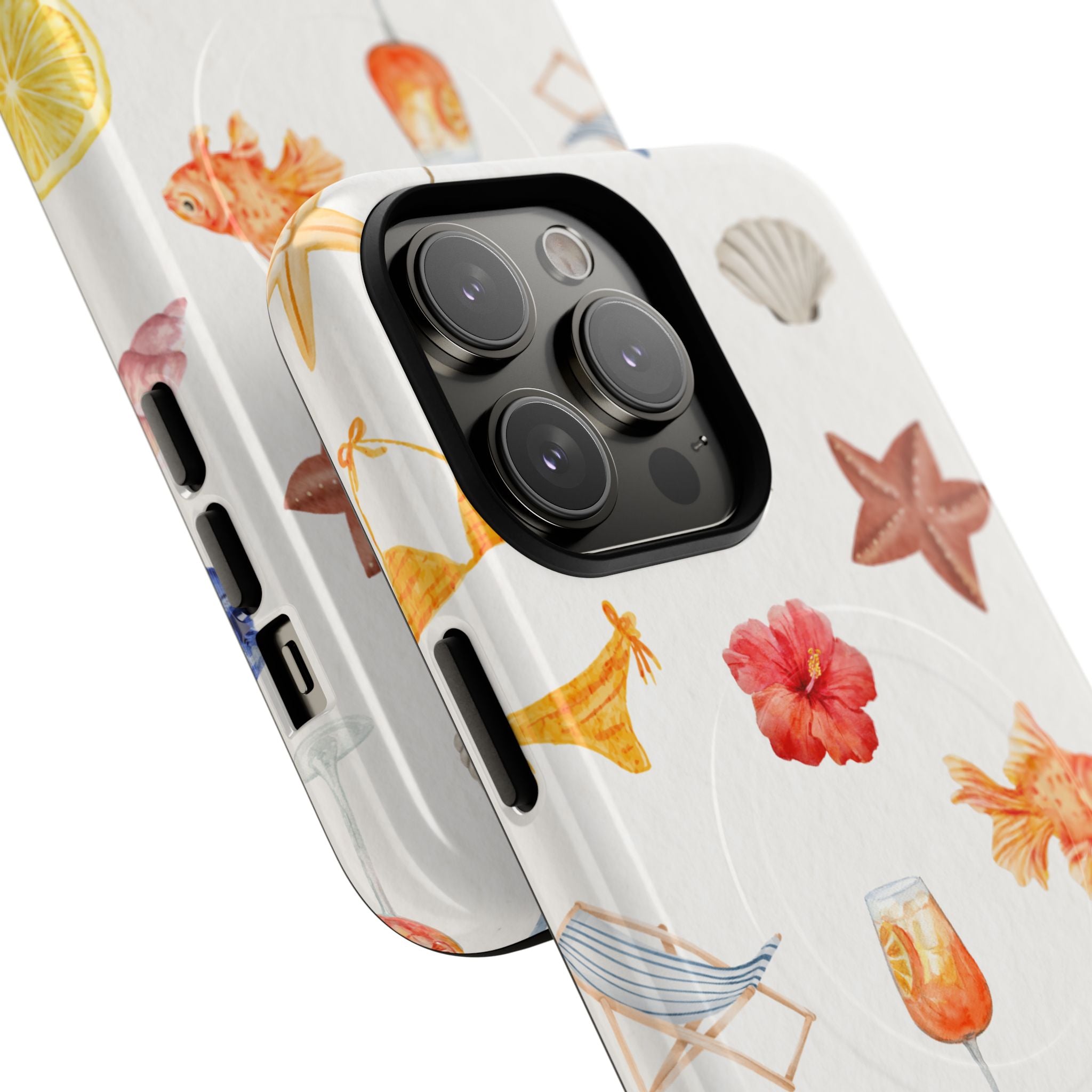 Beach Pattern Tough Magnetic Phone Case — Tropical Shells, Starfish & Summer Icons