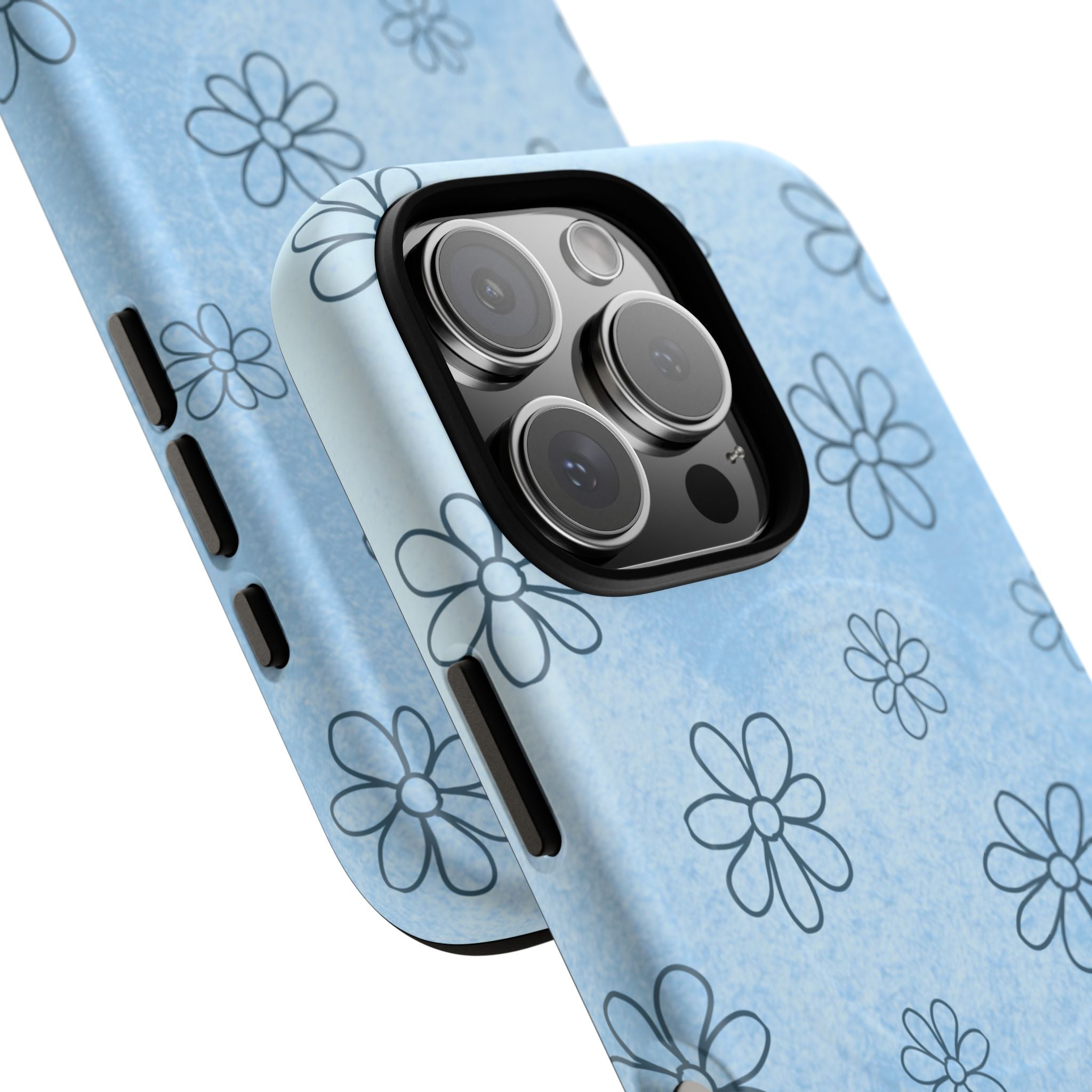 Blue Daisy Magnetic Tough Case — Floral Phone Case with Soft Watercolor Vibe