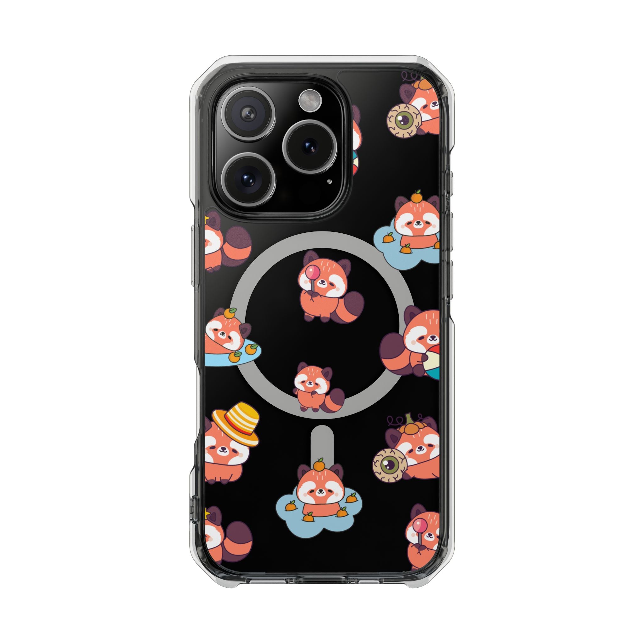 Red Panda Pattern Clear MagSafe Phone Case — Magnetic Protective Case