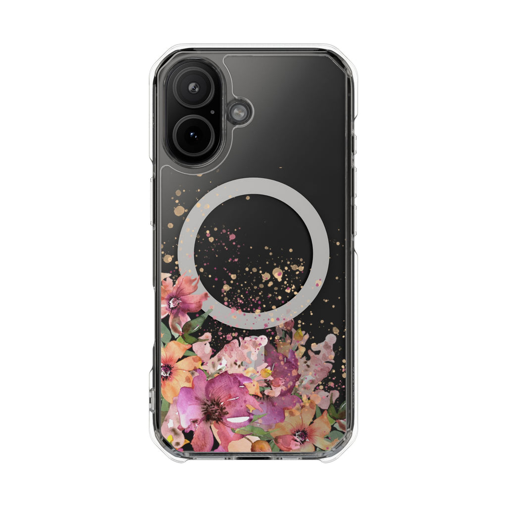 MagSafe Clear Phone Case — Pink Floral Protective Case