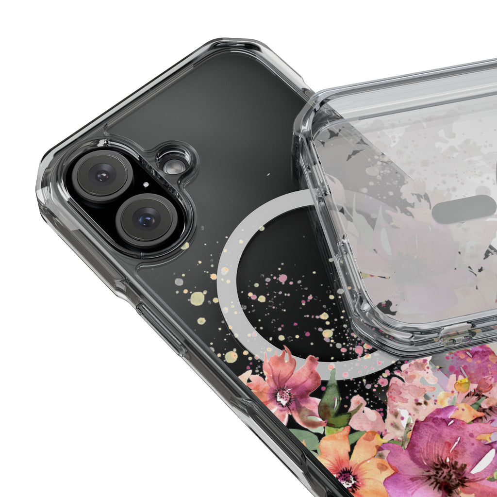 MagSafe Clear Phone Case — Pink Floral Protective Case