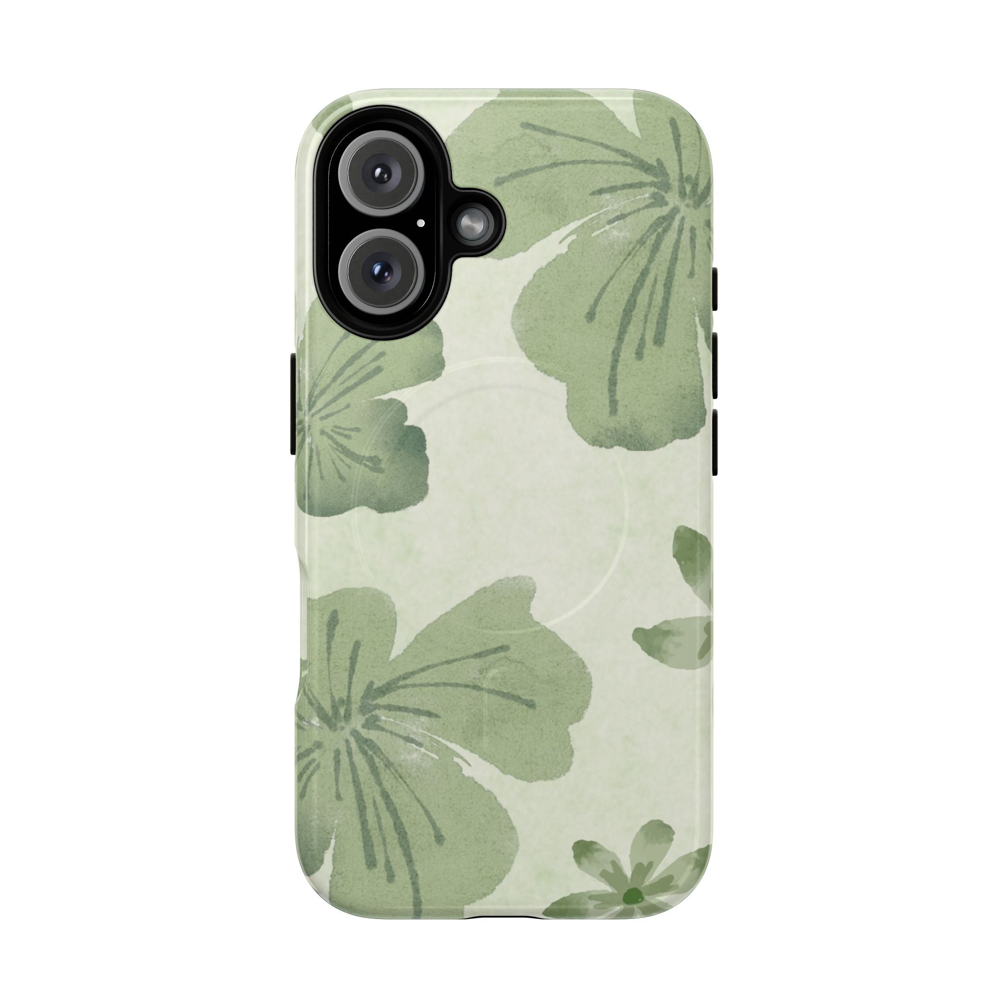 Green Watercolor Hibiscus Tough Magnetic Phone Case