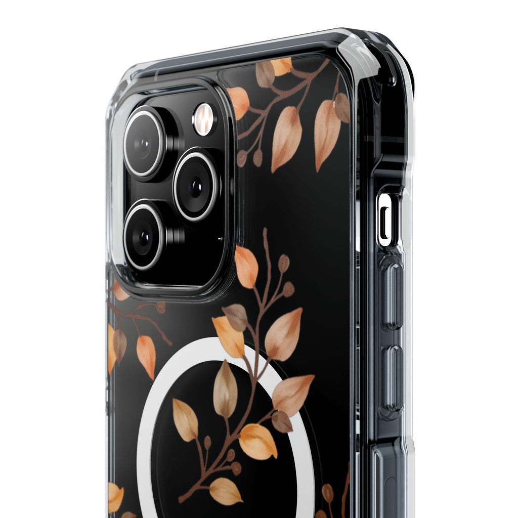 Clear Magnetic Phone Case — Autumn Gold Leaves Design