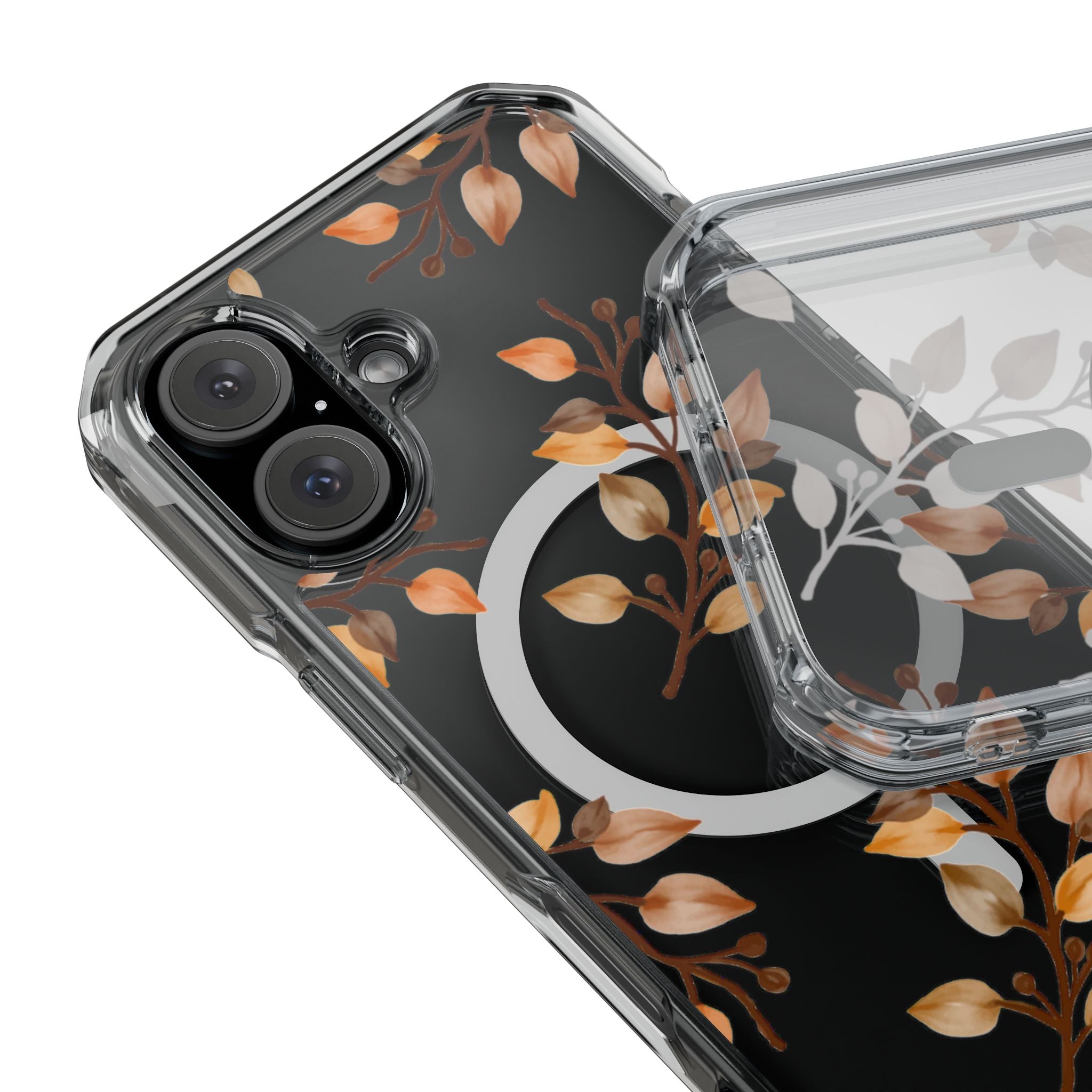 Clear Magnetic Phone Case — Autumn Gold Leaves Design