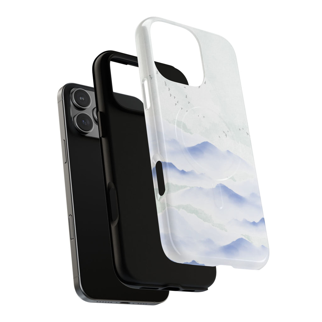 Magnetic Tough Phone Case — Serene Watercolor Mountain Design