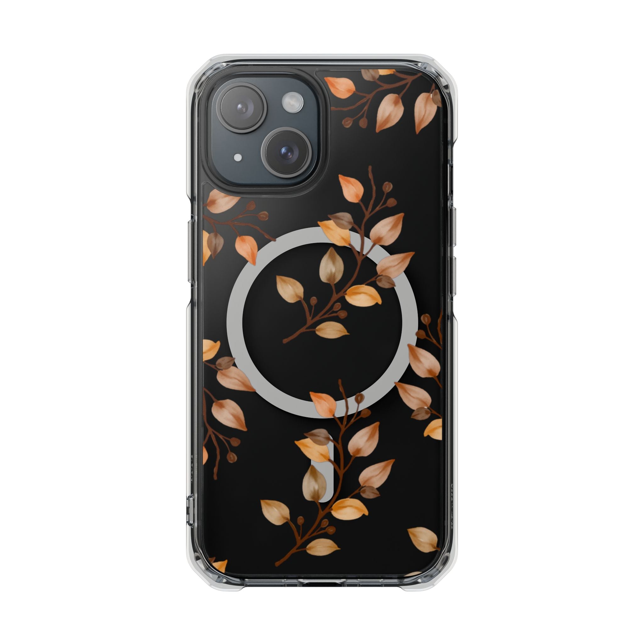 Clear Magnetic Phone Case — Autumn Gold Leaves Design