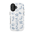 Nautical Sketch Magnetic Phone Case — Seahorse & Seashell Pattern