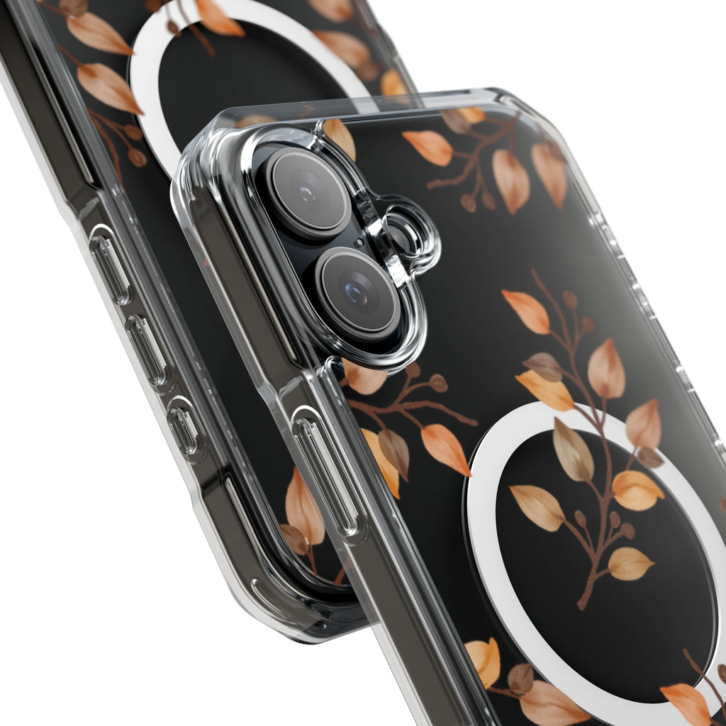 Clear Magnetic Phone Case — Autumn Gold Leaves Design