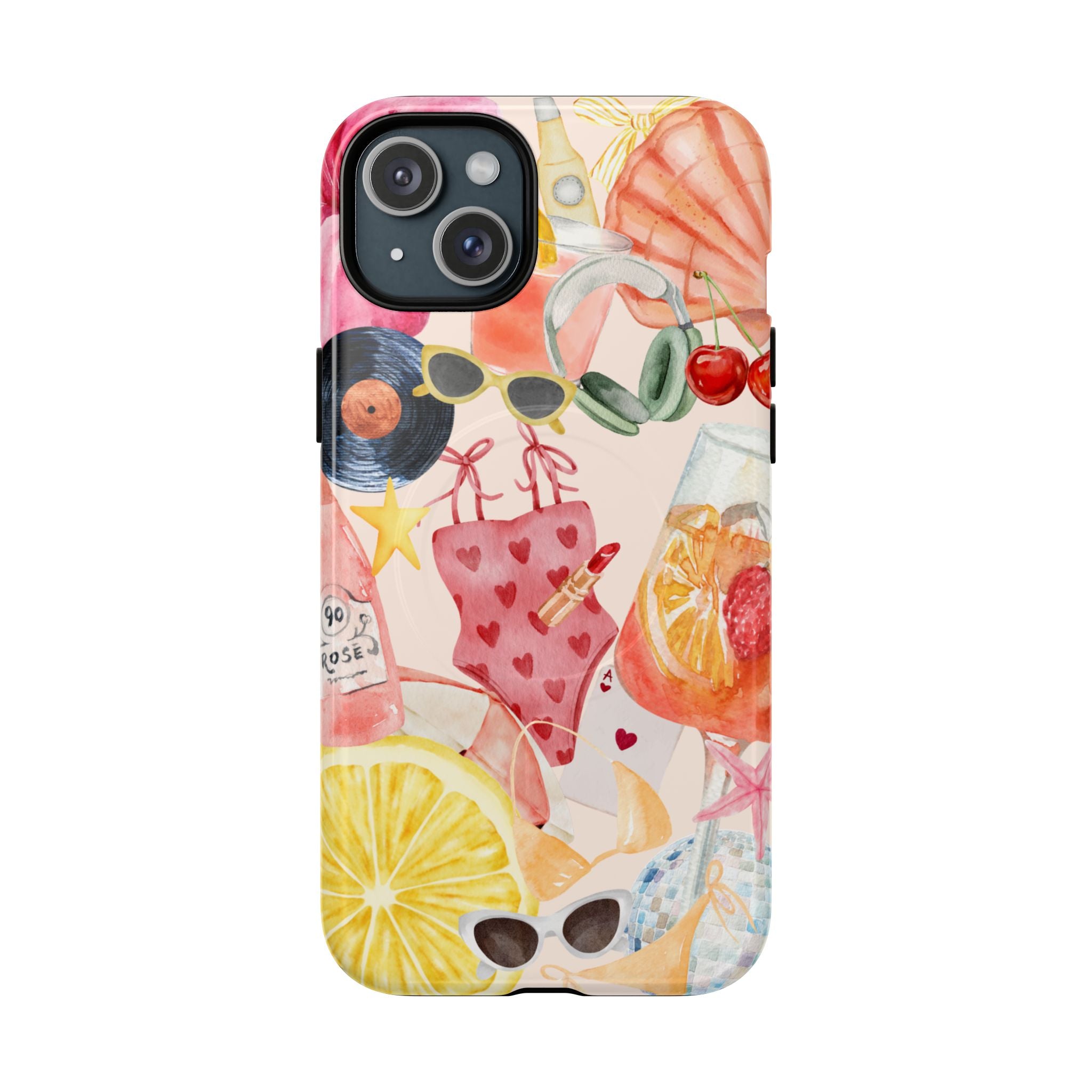Tropical Summer Phone Case – Beach Drinks & Swimwear Magnetic Tough Case