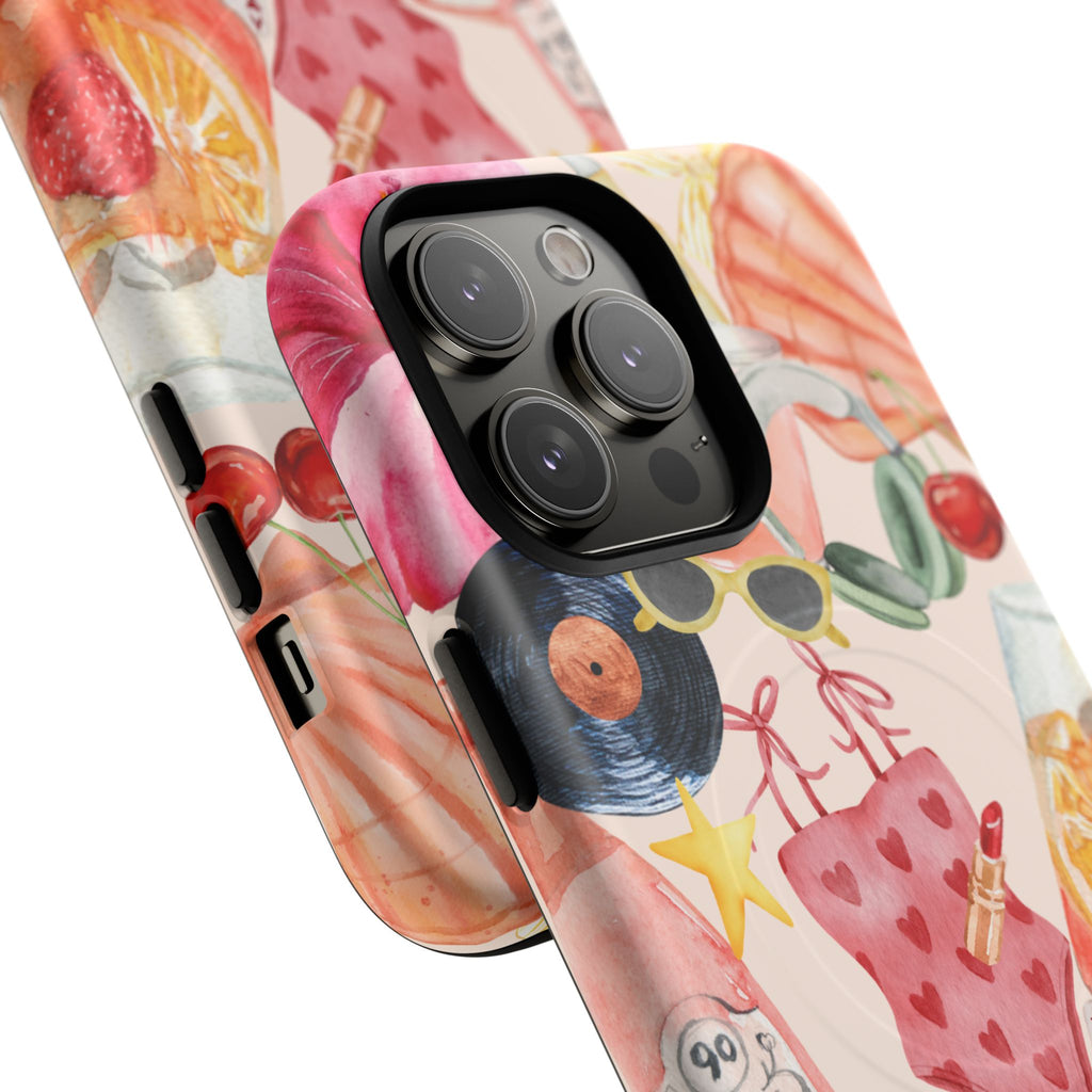Tropical Summer Phone Case – Beach Drinks & Swimwear Magnetic Tough Case