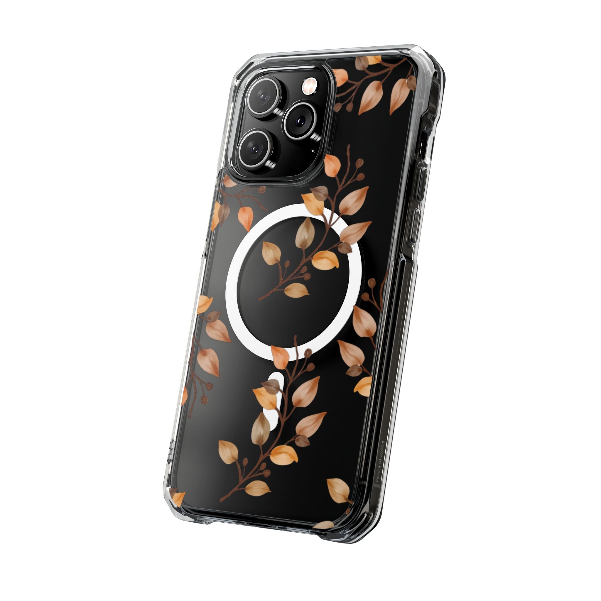 Clear Magnetic Phone Case — Autumn Gold Leaves Design