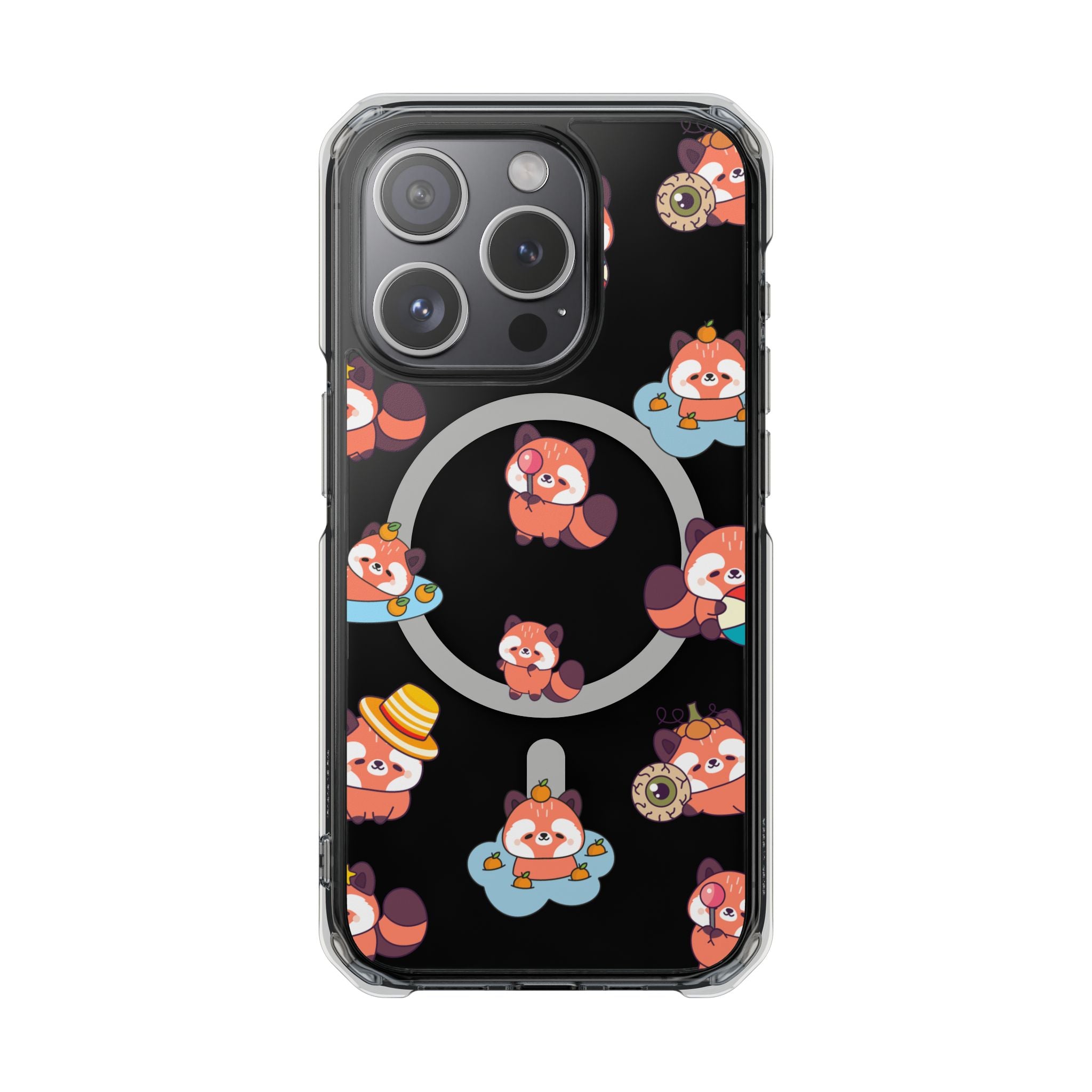 Red Panda Pattern Clear MagSafe Phone Case — Magnetic Protective Case