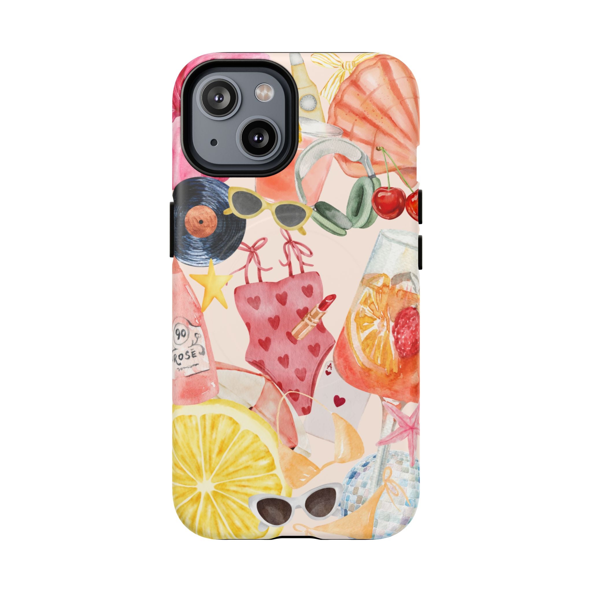 Tropical Summer Phone Case – Beach Drinks & Swimwear Magnetic Tough Case
