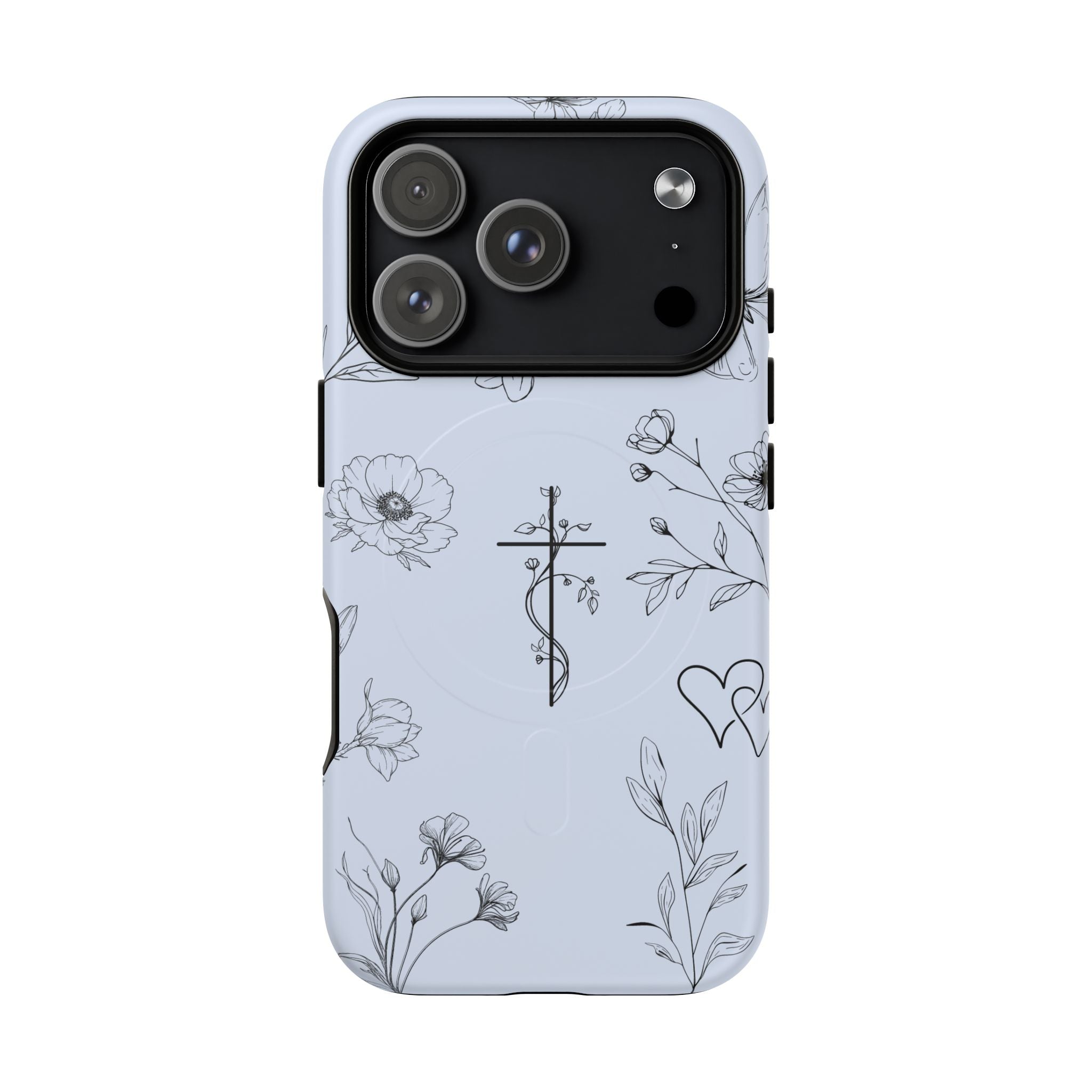 Floral Cross Tough Magnetic Phone Case — Faith-Inspired Protective iPhone Cover