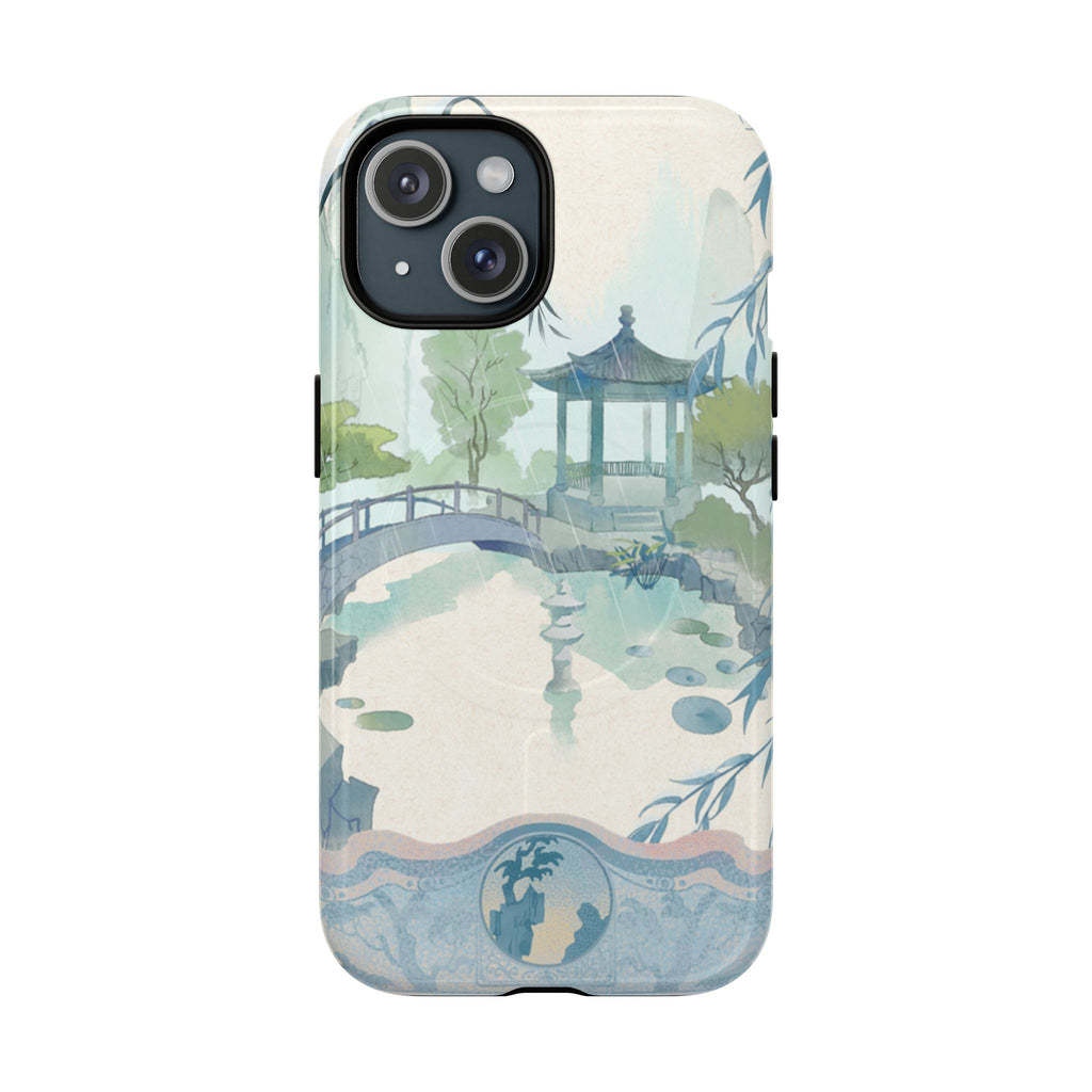 Serene Pagoda Tough Magnetic Phone Case – Watercolor Zen Garden Protection