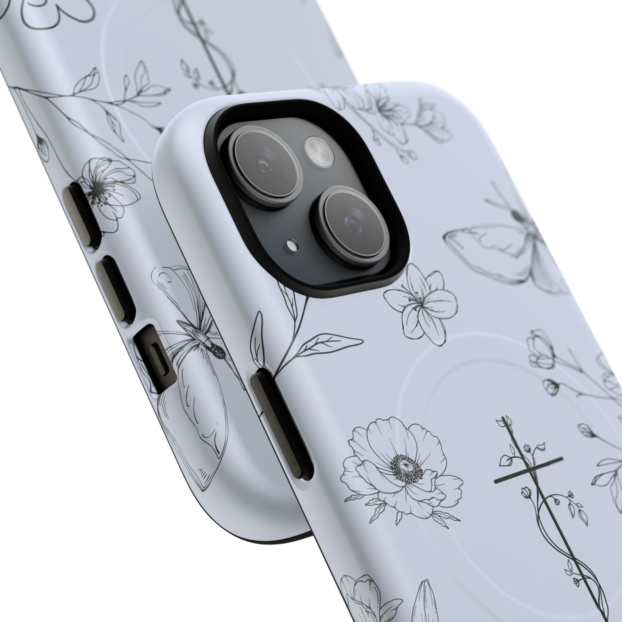 Floral Cross Tough Magnetic Phone Case — Faith-Inspired Protective iPhone Cover