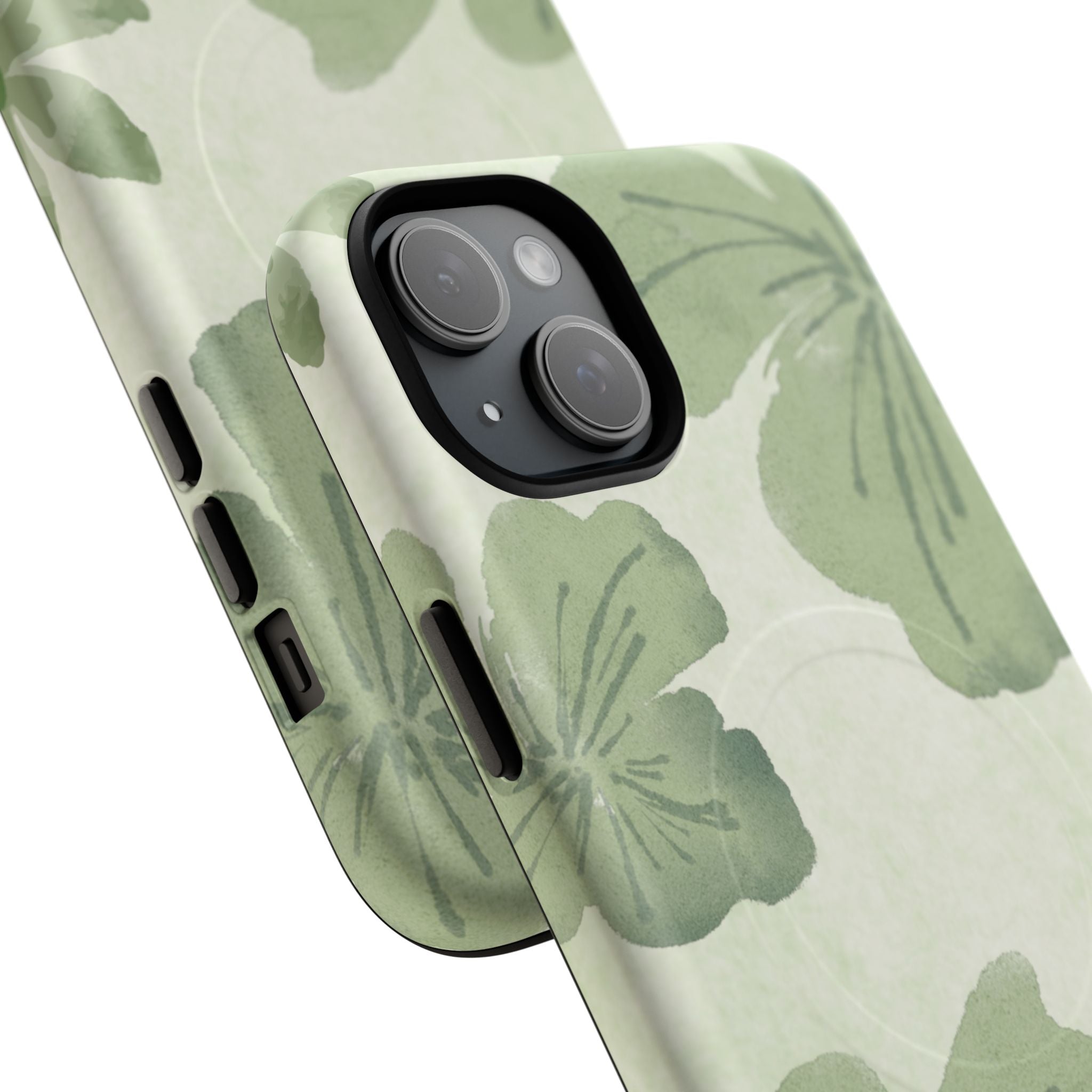 Green Watercolor Hibiscus Tough Magnetic Phone Case