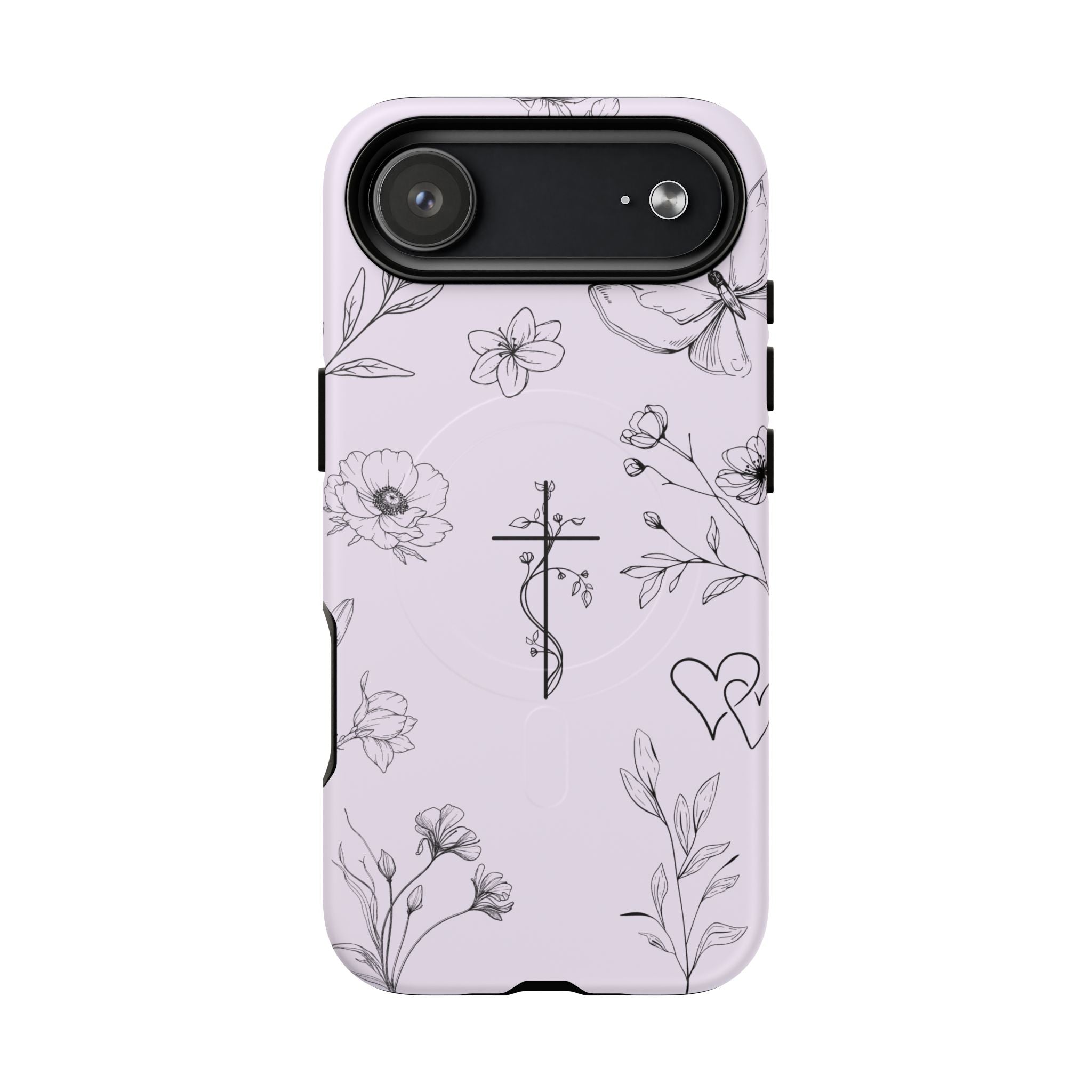 Floral Cross Magnetic Phone Case — Lavender Botanical iPhone Cover