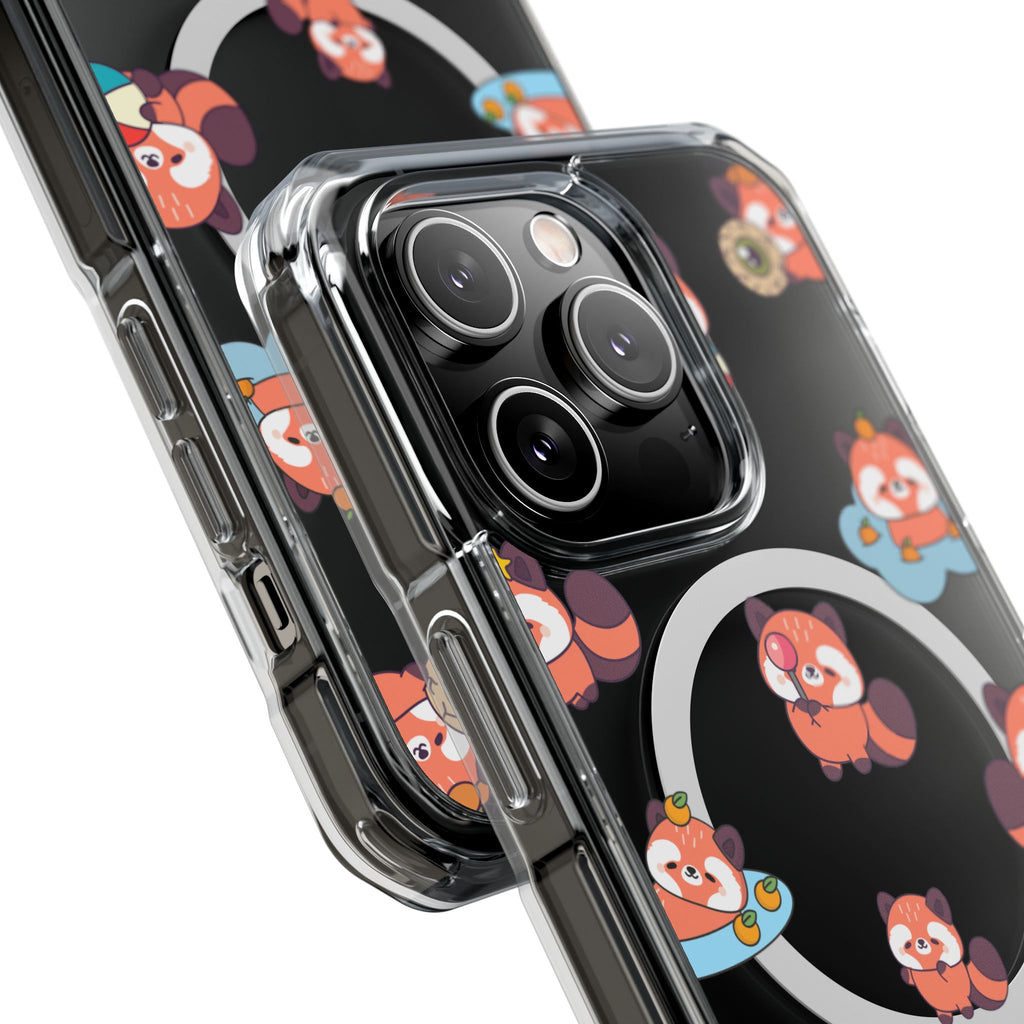 Red Panda Pattern Clear MagSafe Phone Case — Magnetic Protective Case