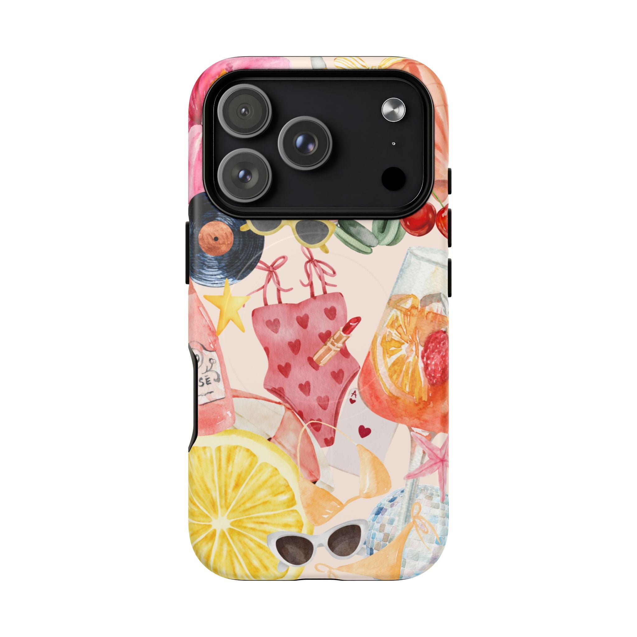 Tropical Summer Phone Case – Beach Drinks & Swimwear Magnetic Tough Case