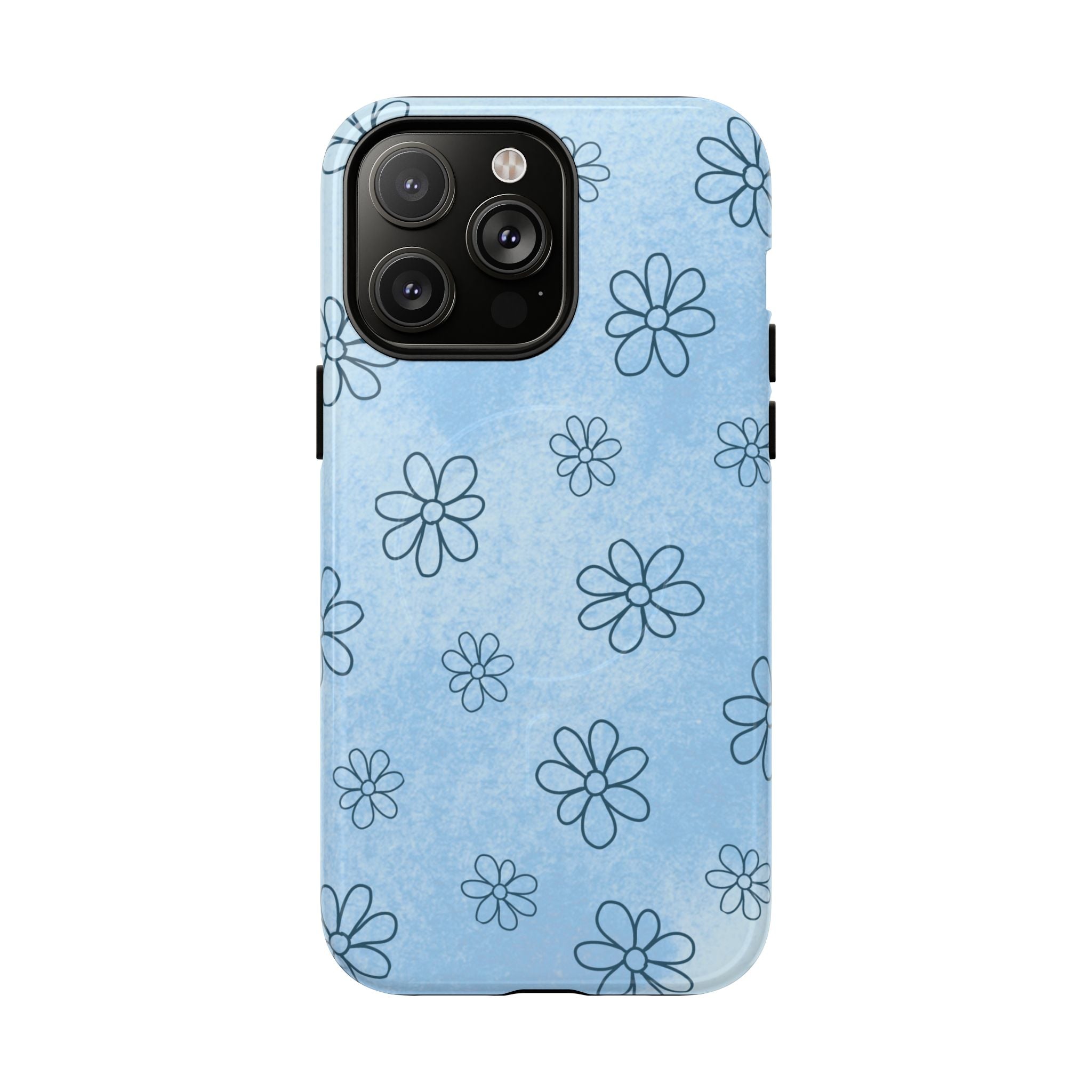 Blue Daisy Magnetic Tough Case — Floral Phone Case with Soft Watercolor Vibe
