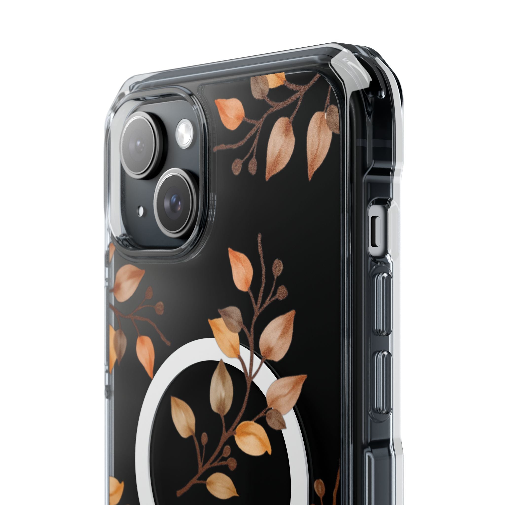 Clear Magnetic Phone Case — Autumn Gold Leaves Design
