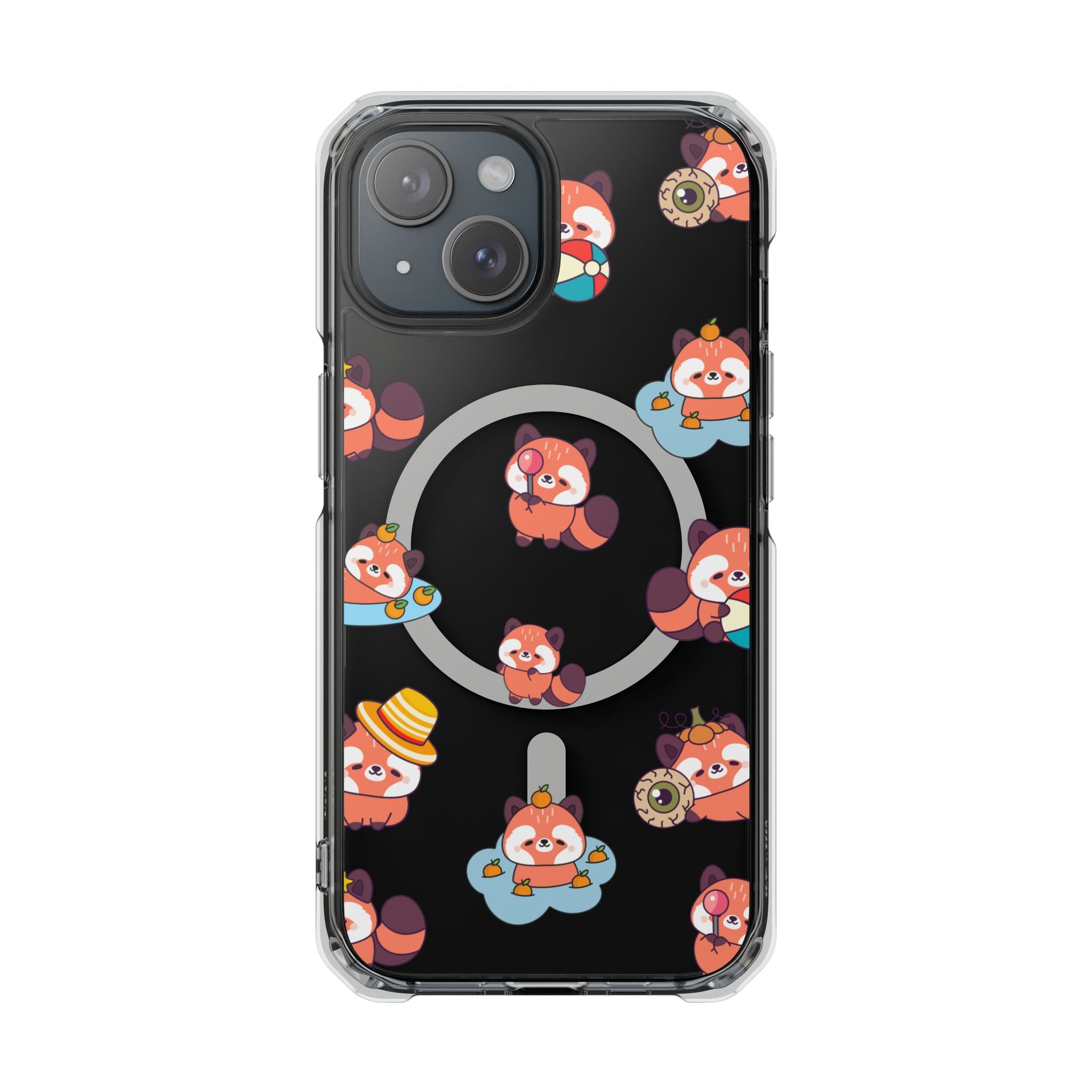 Red Panda Pattern Clear MagSafe Phone Case — Magnetic Protective Case