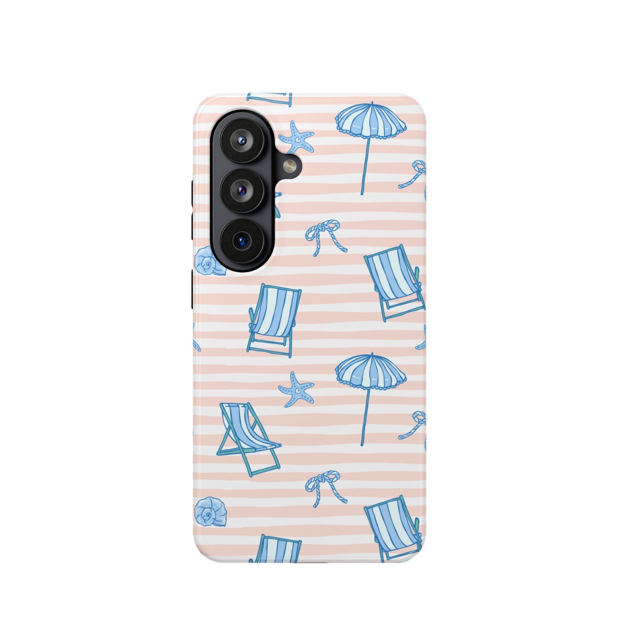 Beach Stripes Magnetic Impact Phone Case — Blue Chairs & Umbrellas