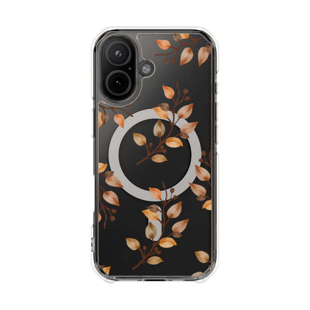 Clear Magnetic Phone Case — Autumn Gold Leaves Design