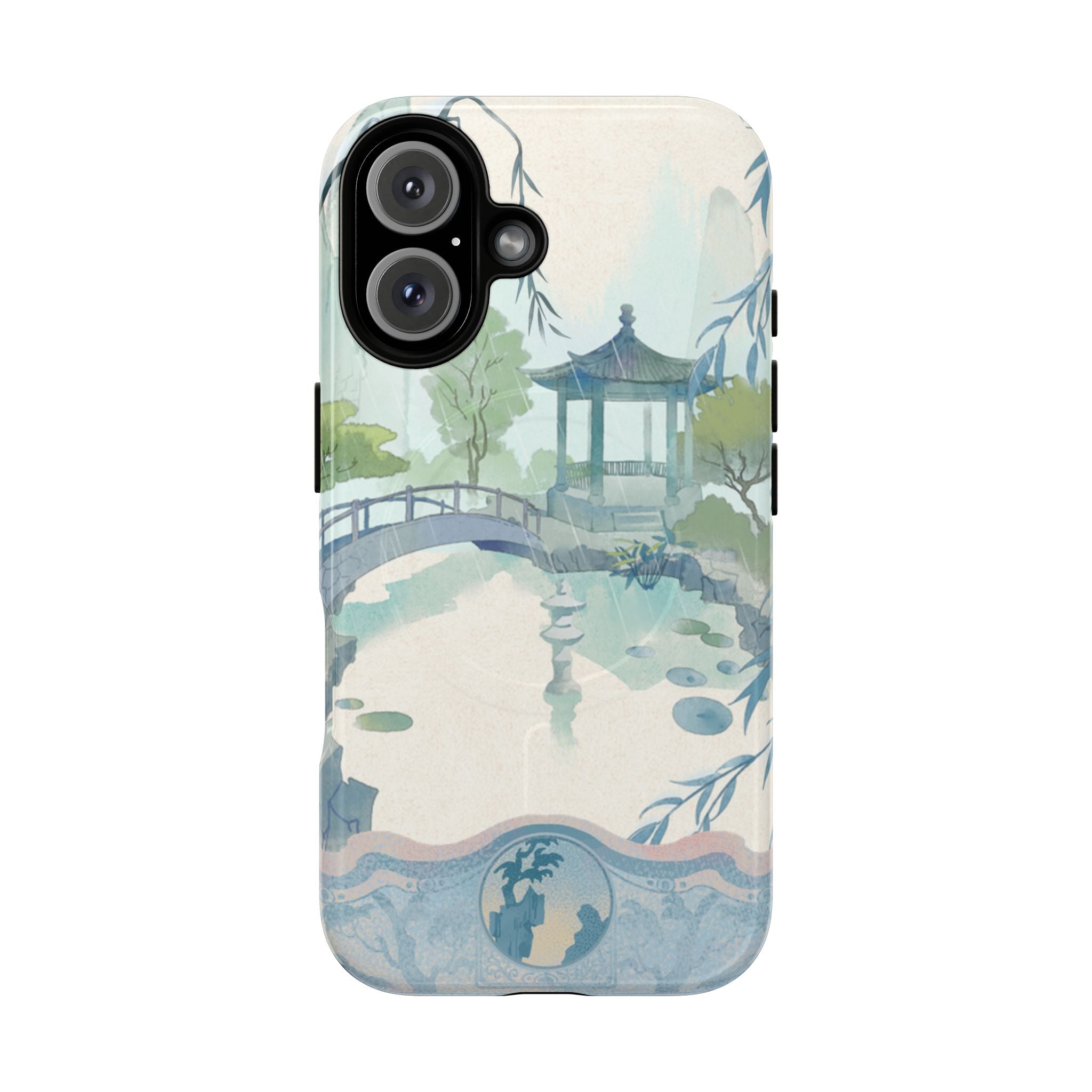Serene Pagoda Tough Magnetic Phone Case – Watercolor Zen Garden Protection