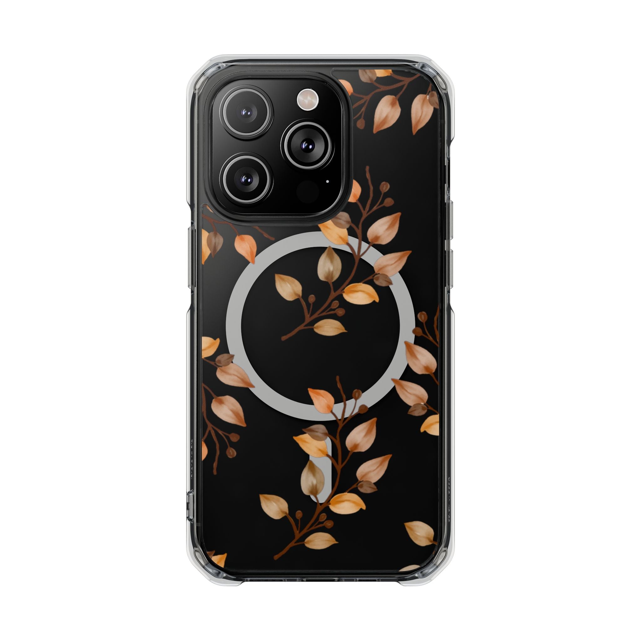 Clear Magnetic Phone Case — Autumn Gold Leaves Design