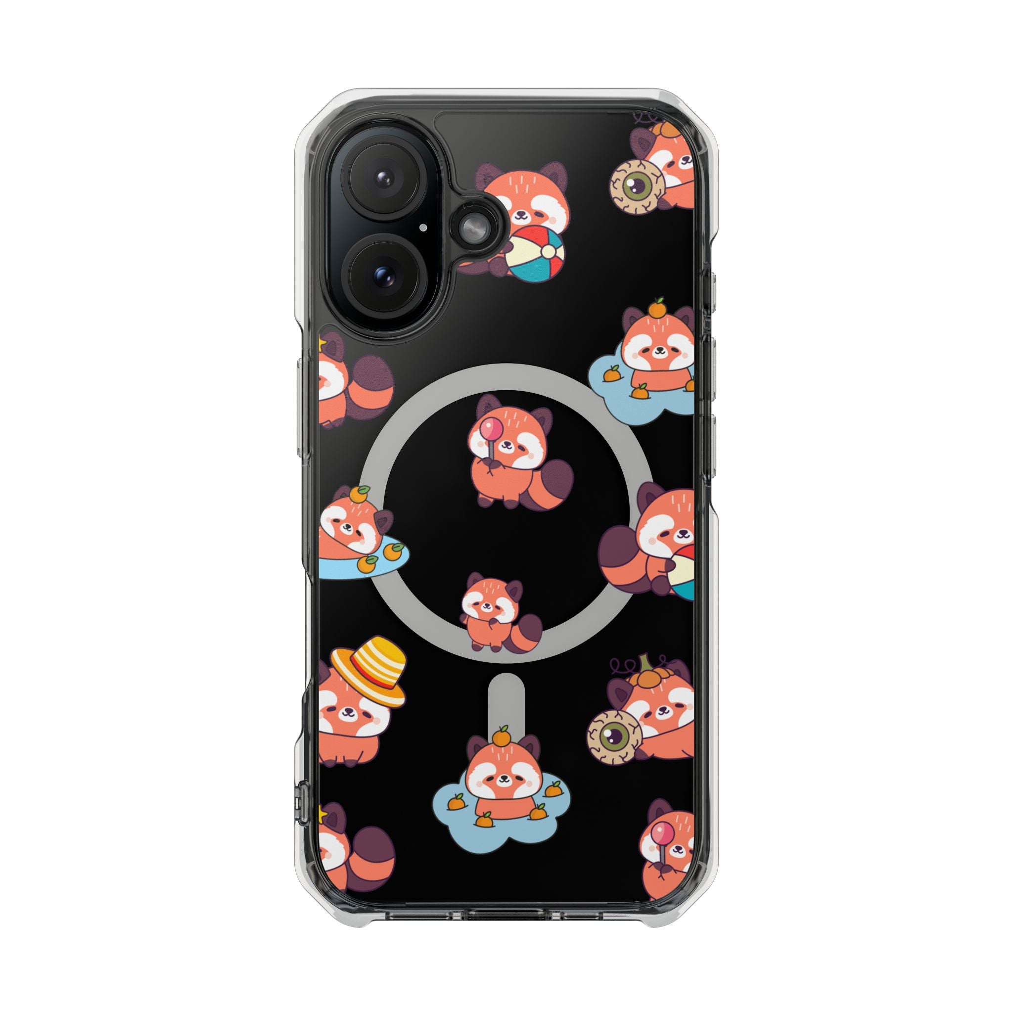 Red Panda Pattern Clear MagSafe Phone Case — Magnetic Protective Case