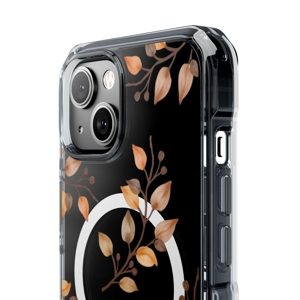 Clear Magnetic Phone Case — Autumn Gold Leaves Design