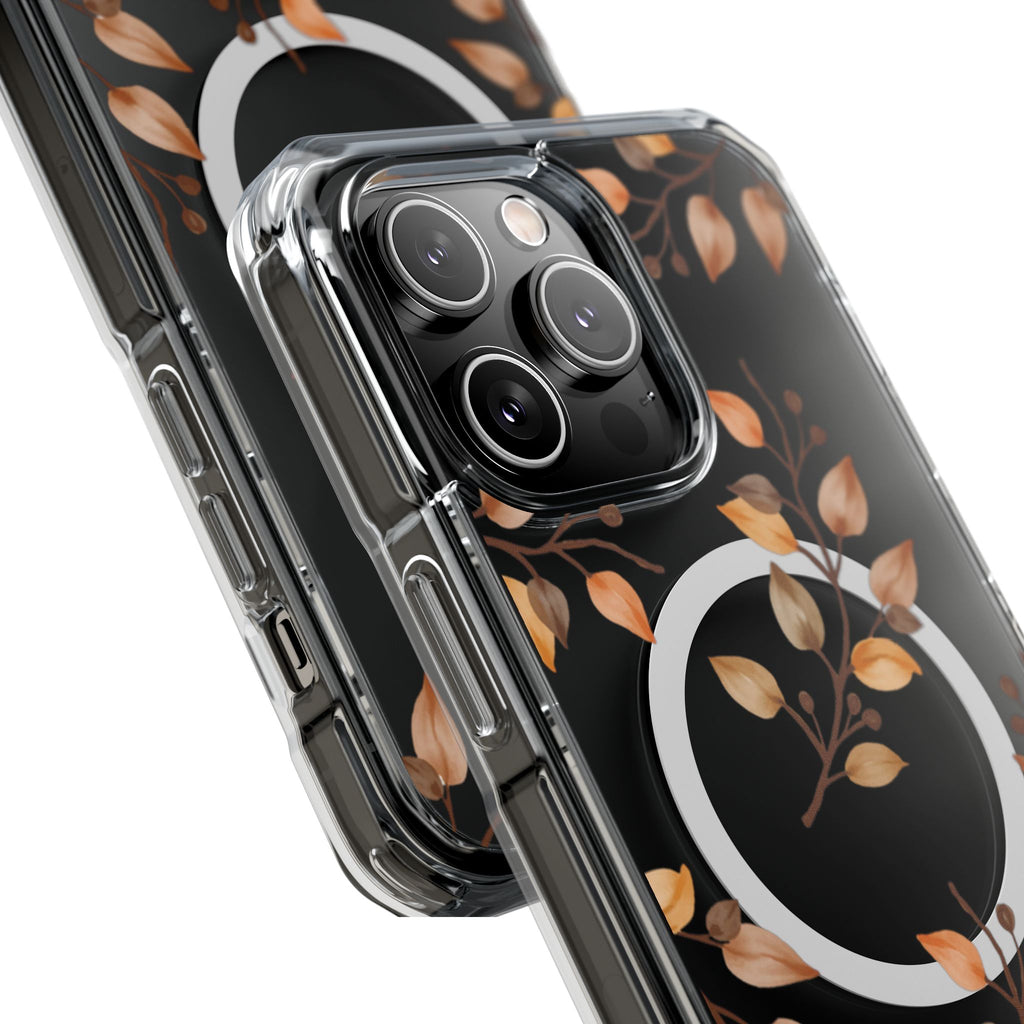 Clear Magnetic Phone Case — Autumn Gold Leaves Design