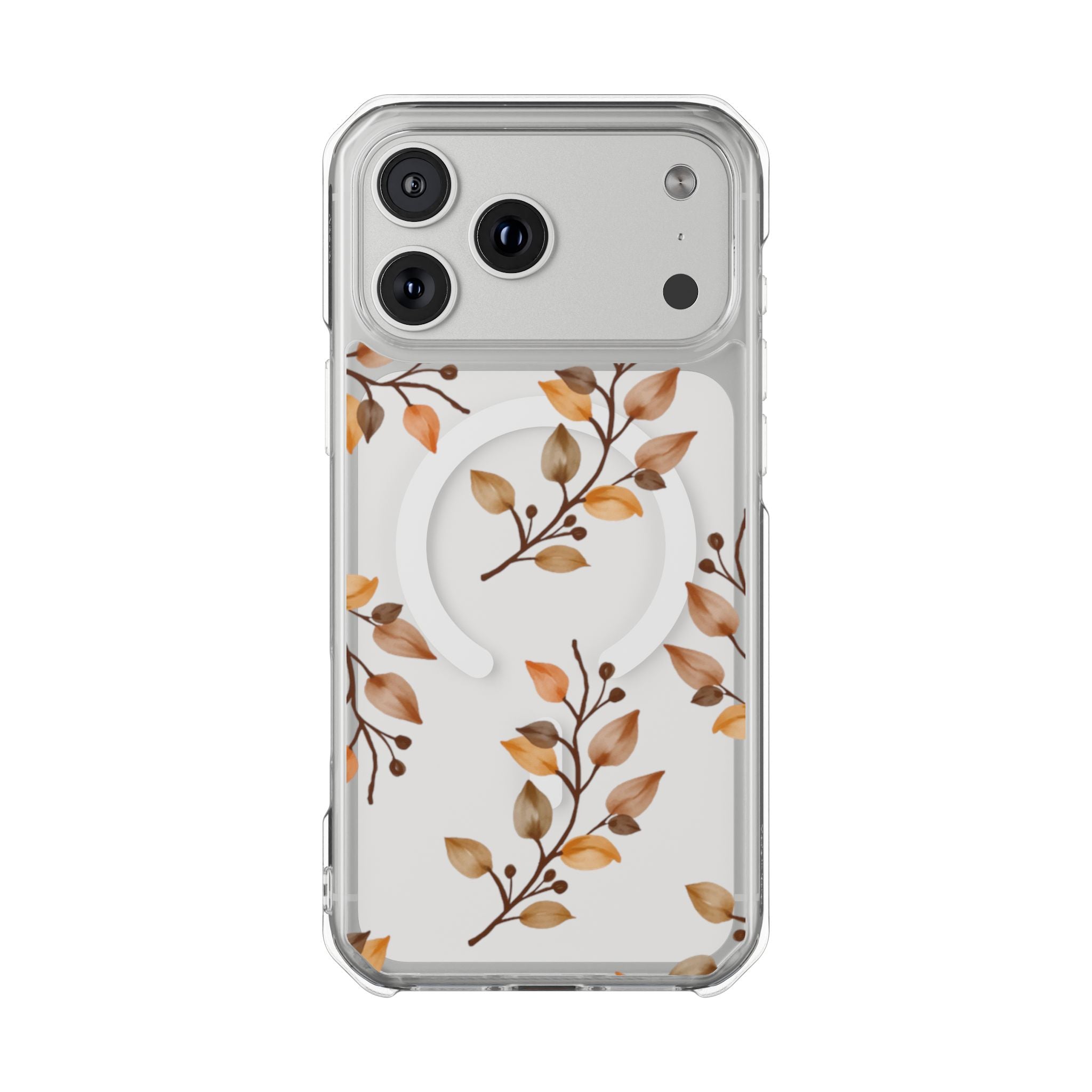 Clear Magnetic Phone Case — Autumn Gold Leaves Design